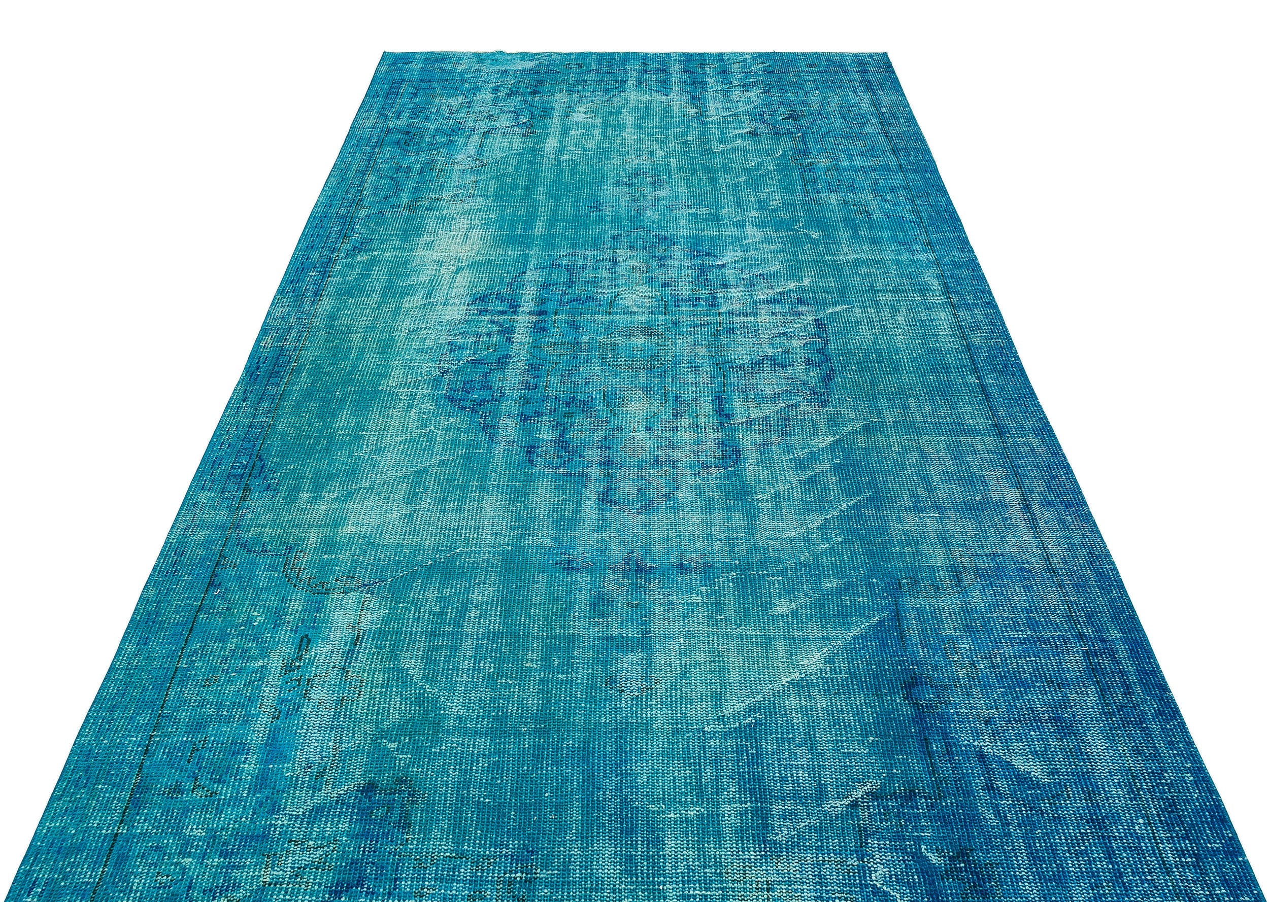 Atina Turquoise Vintage Wool Handmade Area Rug 5'11" x 9'4"