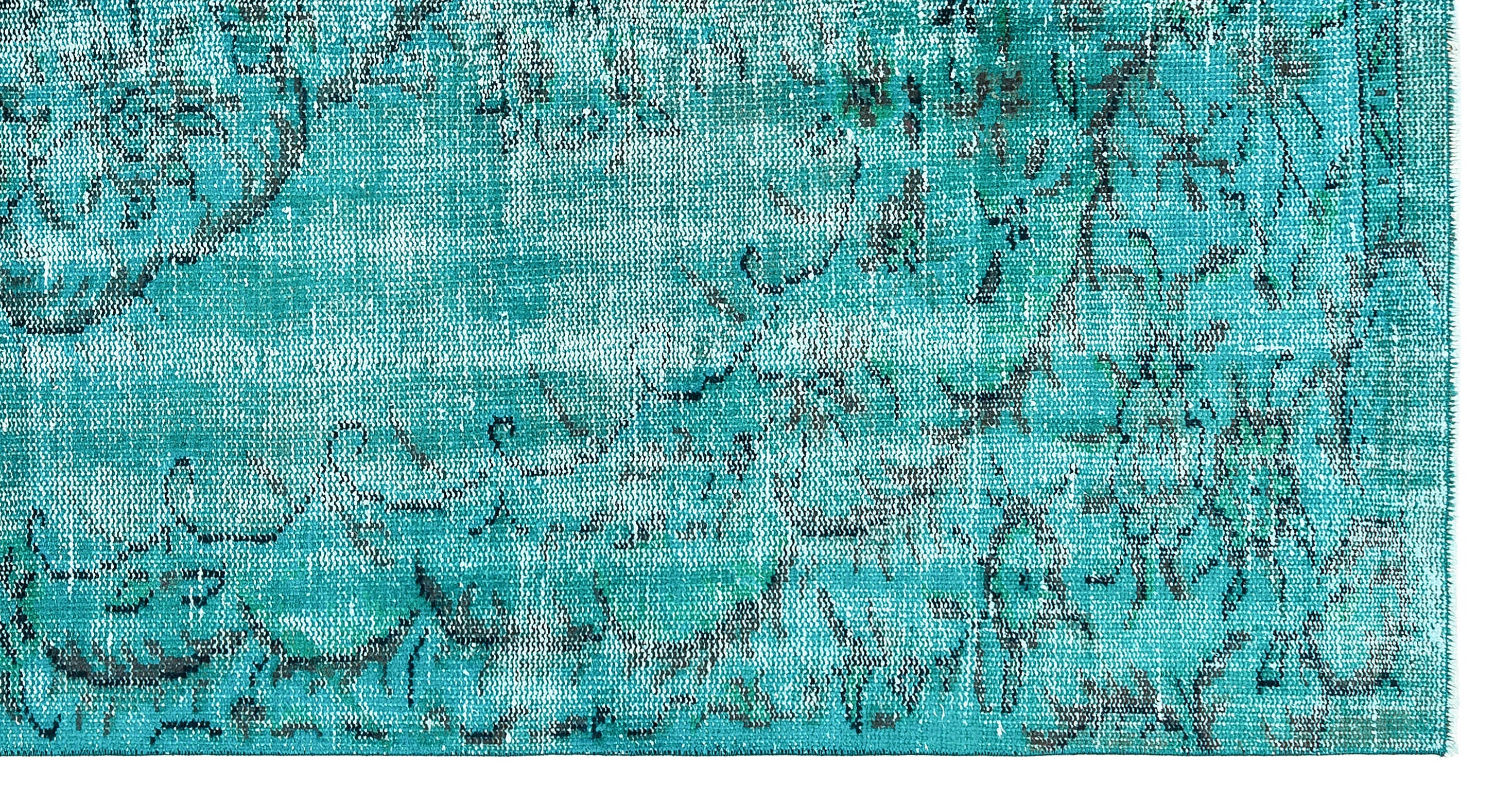 Atina Turquoise Vintage Wool Handmade Area Rug 4'8" x 8'9"