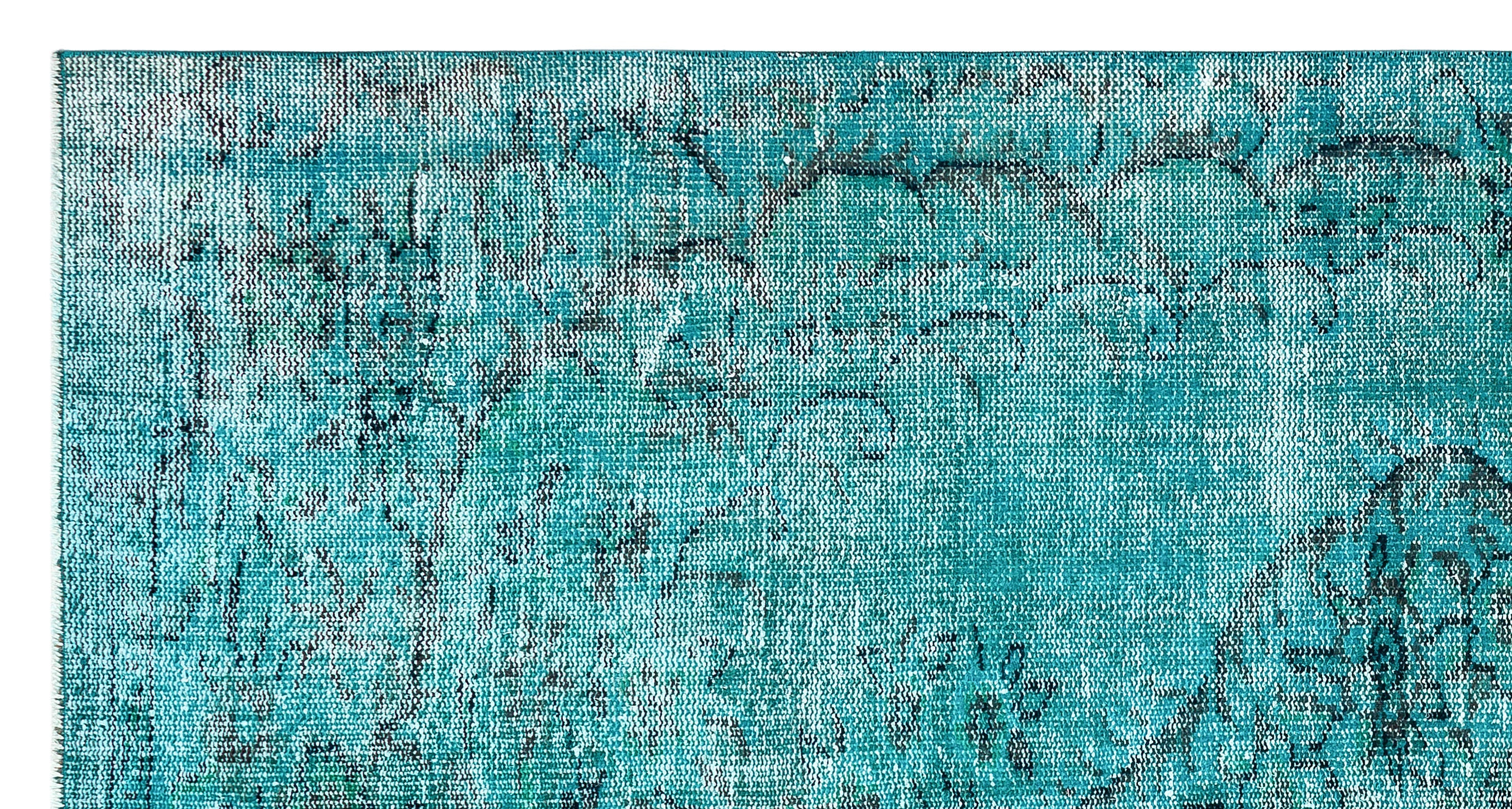 Atina Turquoise Vintage Wool Handmade Area Rug 4'8" x 8'9"