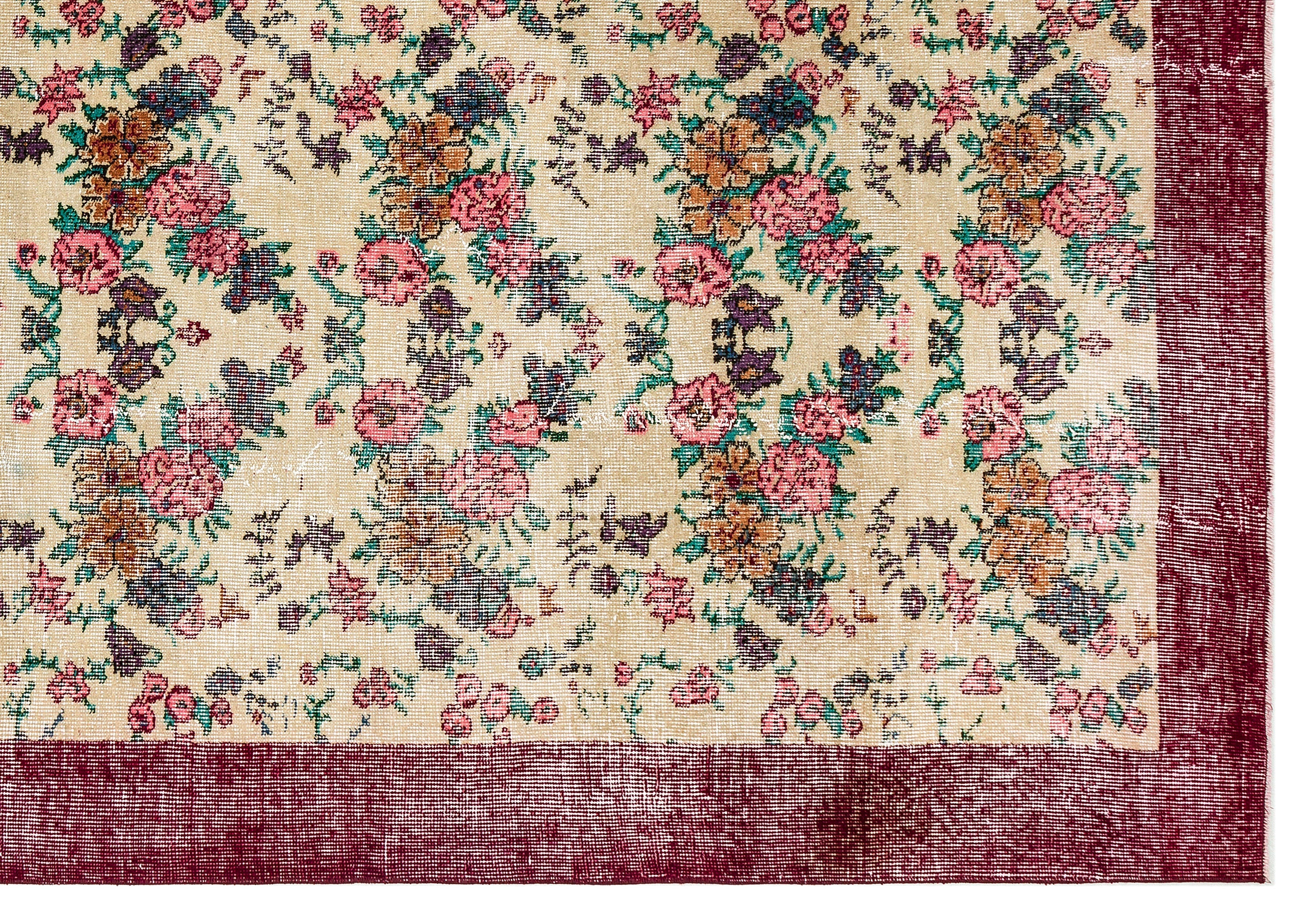Atina Burgundy Frame Wool Handmade Area Rug 6'11" x 10'0"