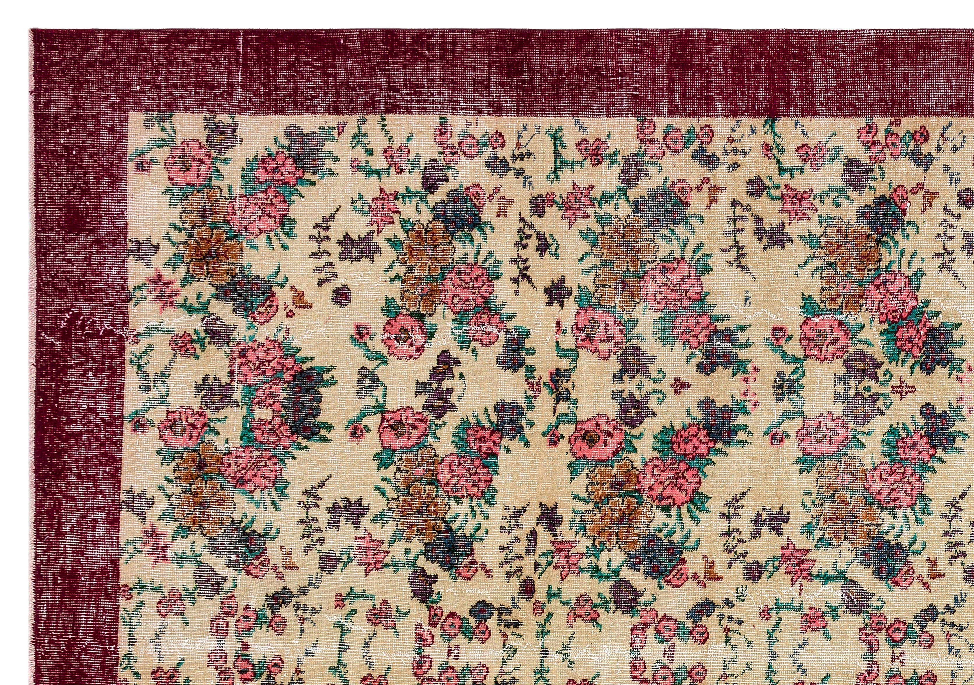 Atina Burgundy Frame Wool Handmade Area Rug 6'11" x 10'0"