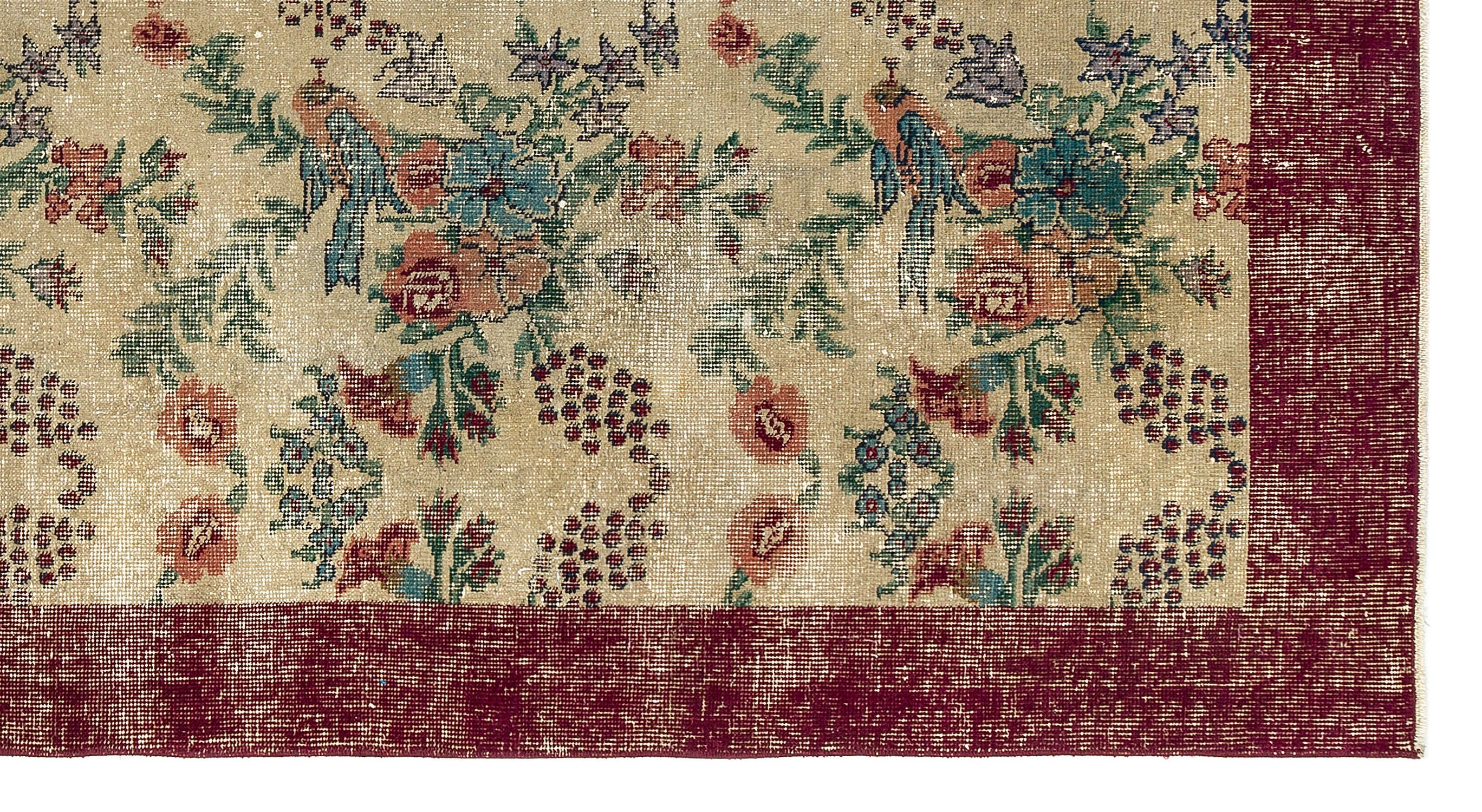 Atina Beige Vintage Wool Handmade Area Rug 4'4" x 8'1"