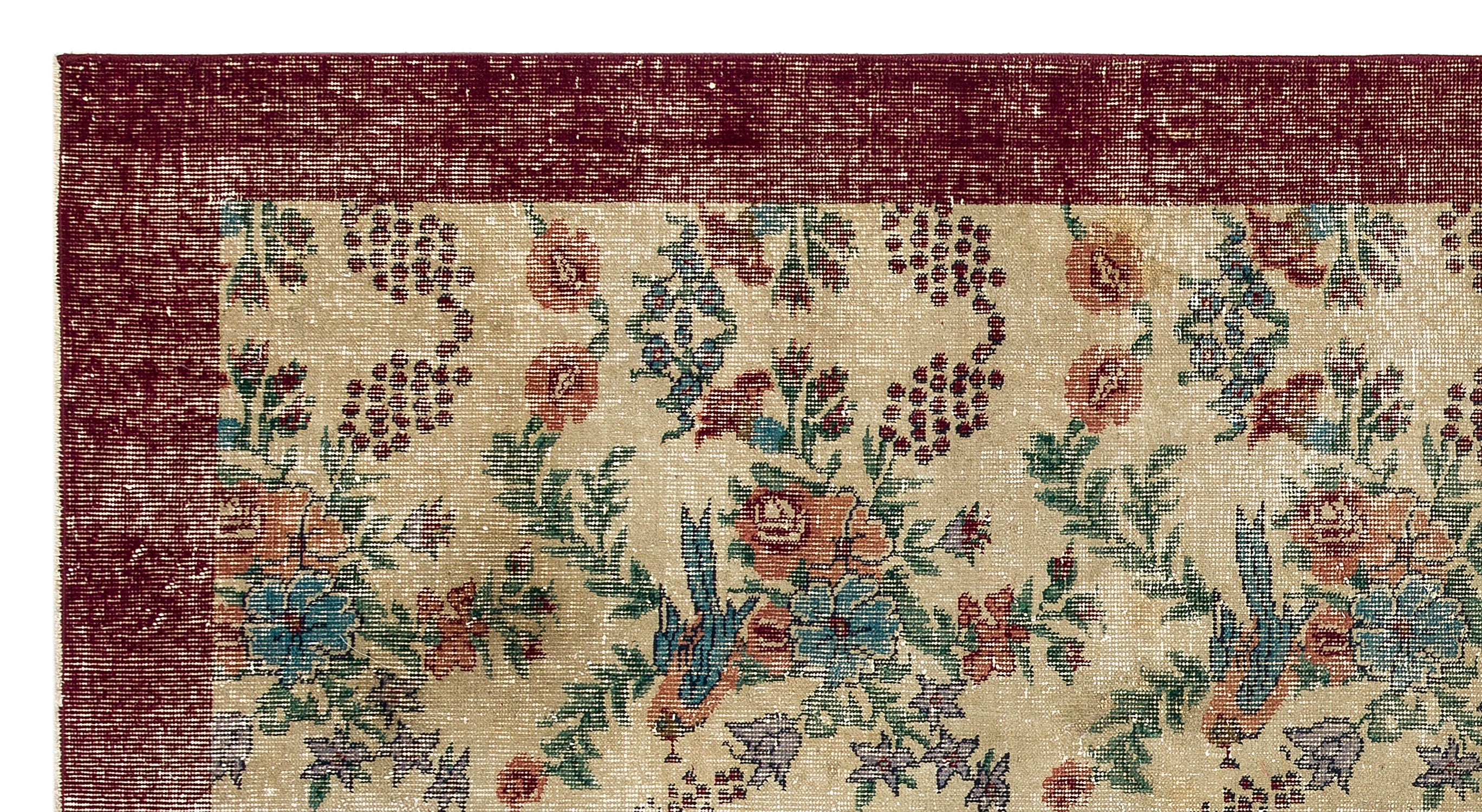 Atina Beige Vintage Wool Handmade Area Rug 4'4" x 8'1"