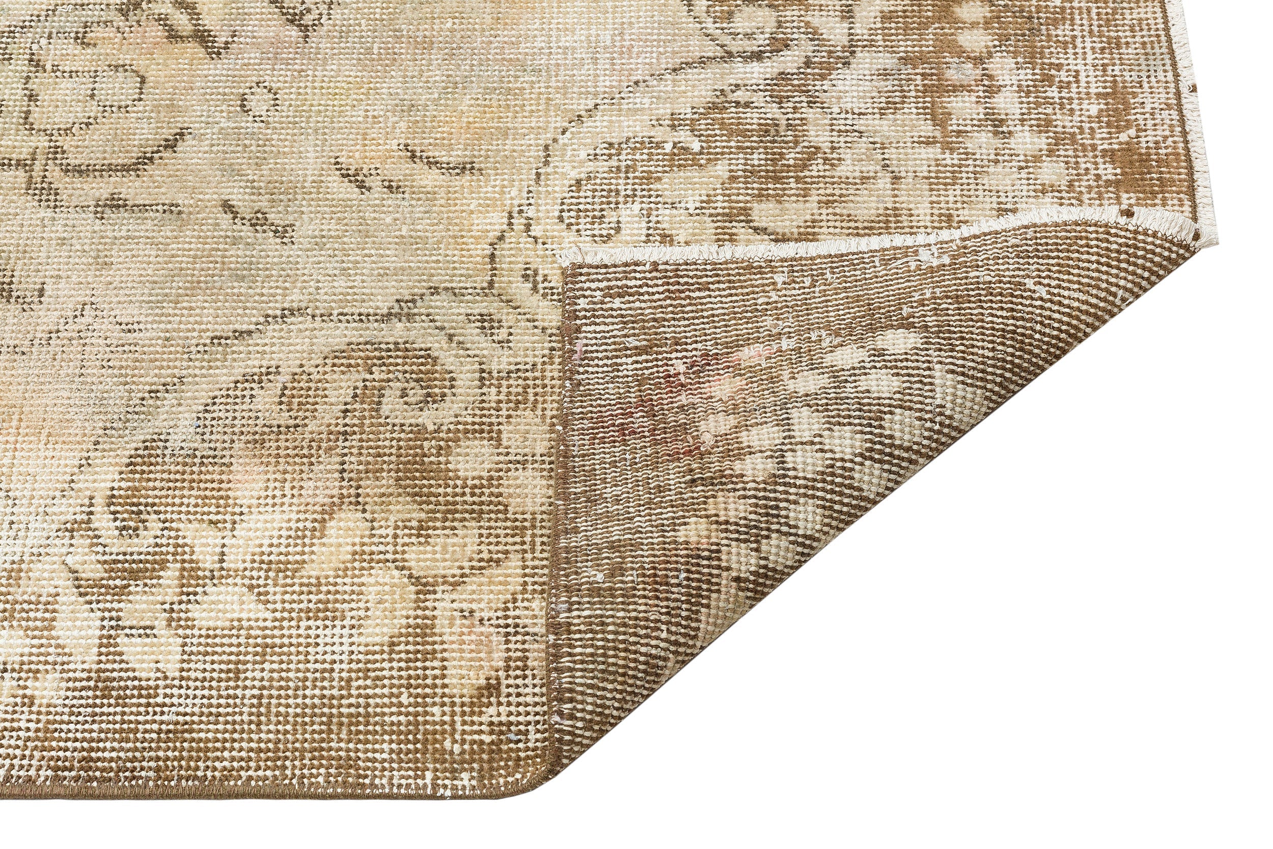 Atina Beige Vintage Wool Handmade Area Rug 6'0" x 9'5"