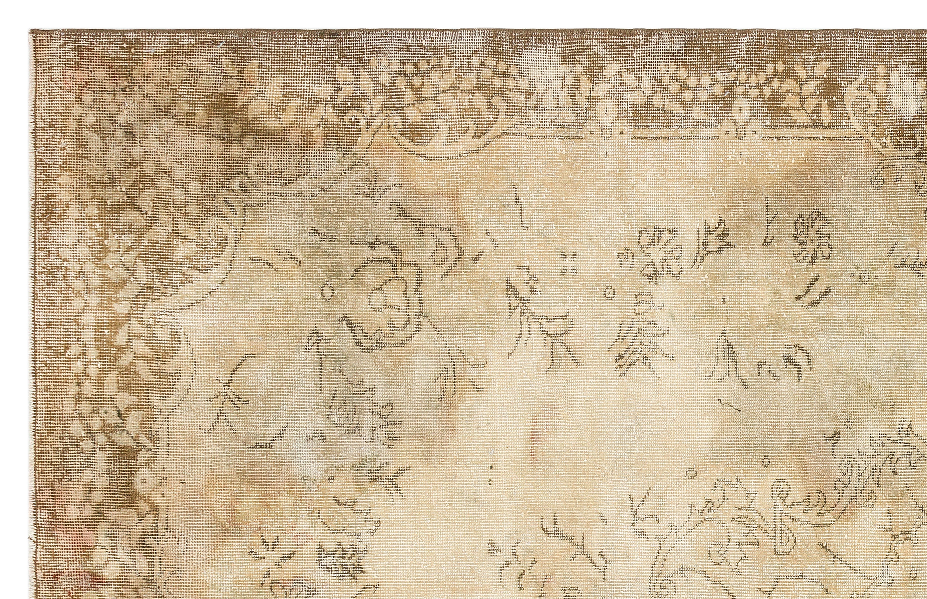 Atina Beige Vintage Wool Handmade Area Rug 6'0" x 9'5"