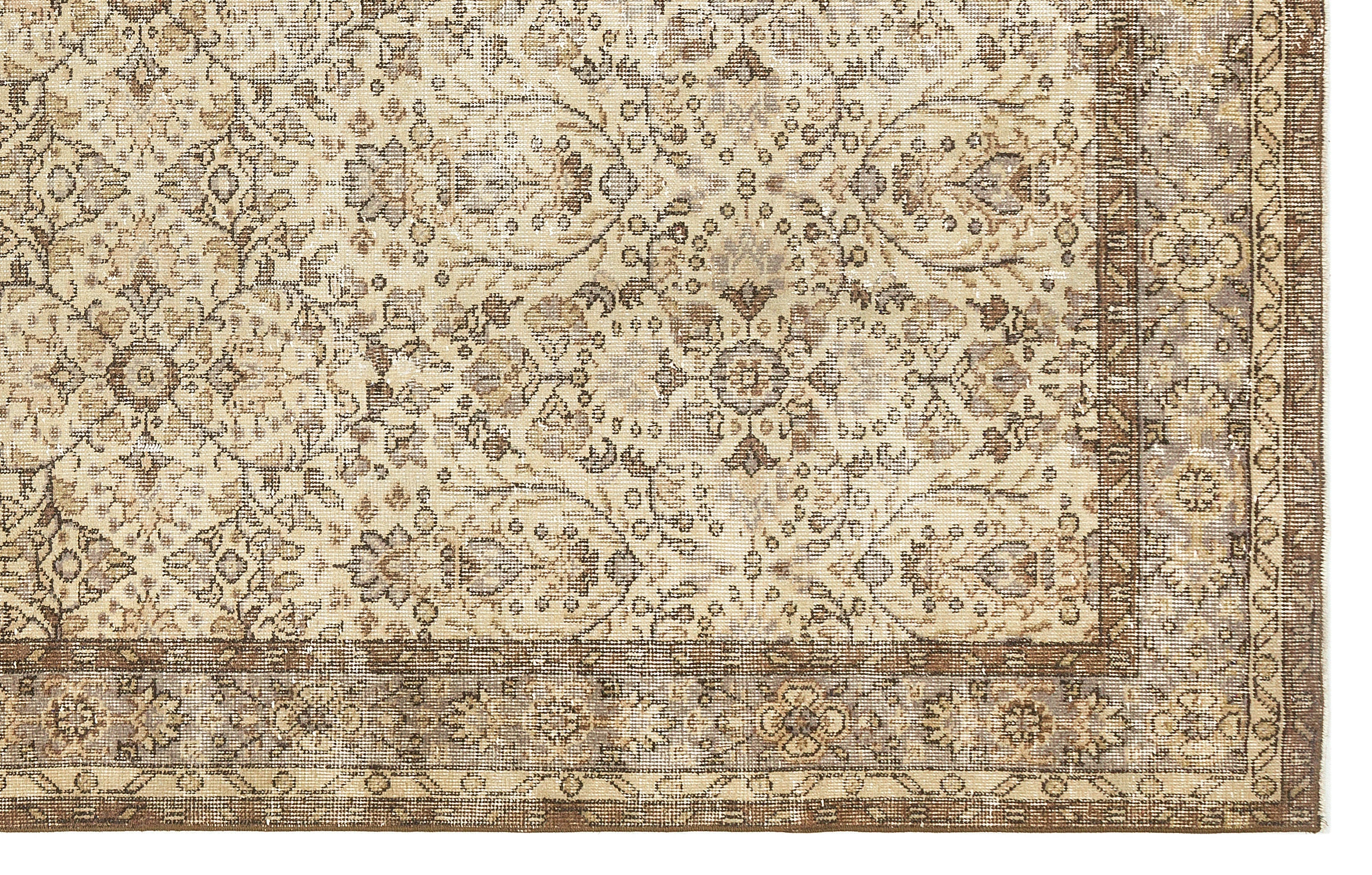 Atina Beige Vintage Wool Handmade Area Rug 6'1" x 9'9"