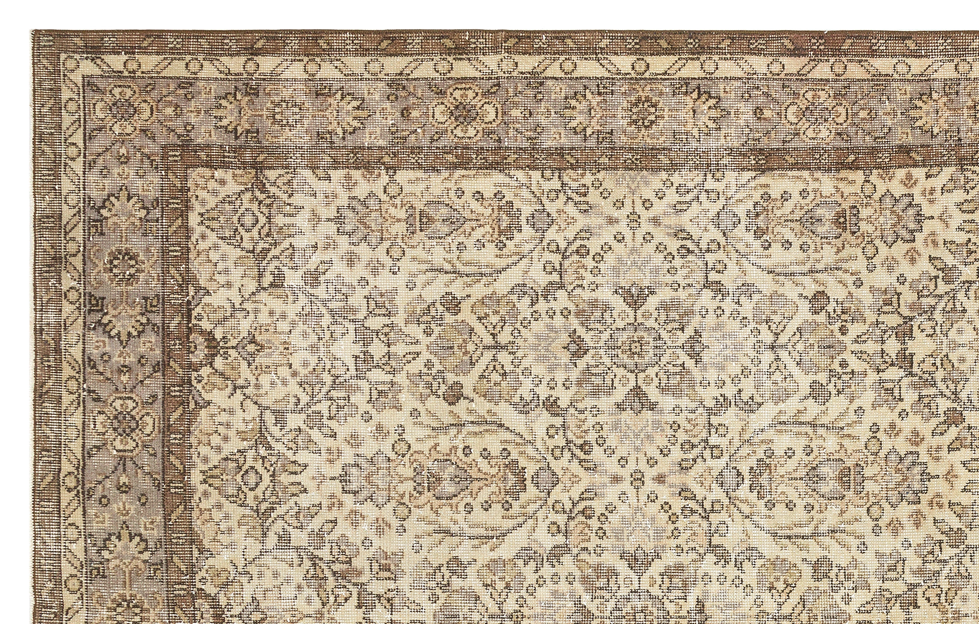 Atina Beige Vintage Wool Handmade Area Rug 6'1" x 9'9"