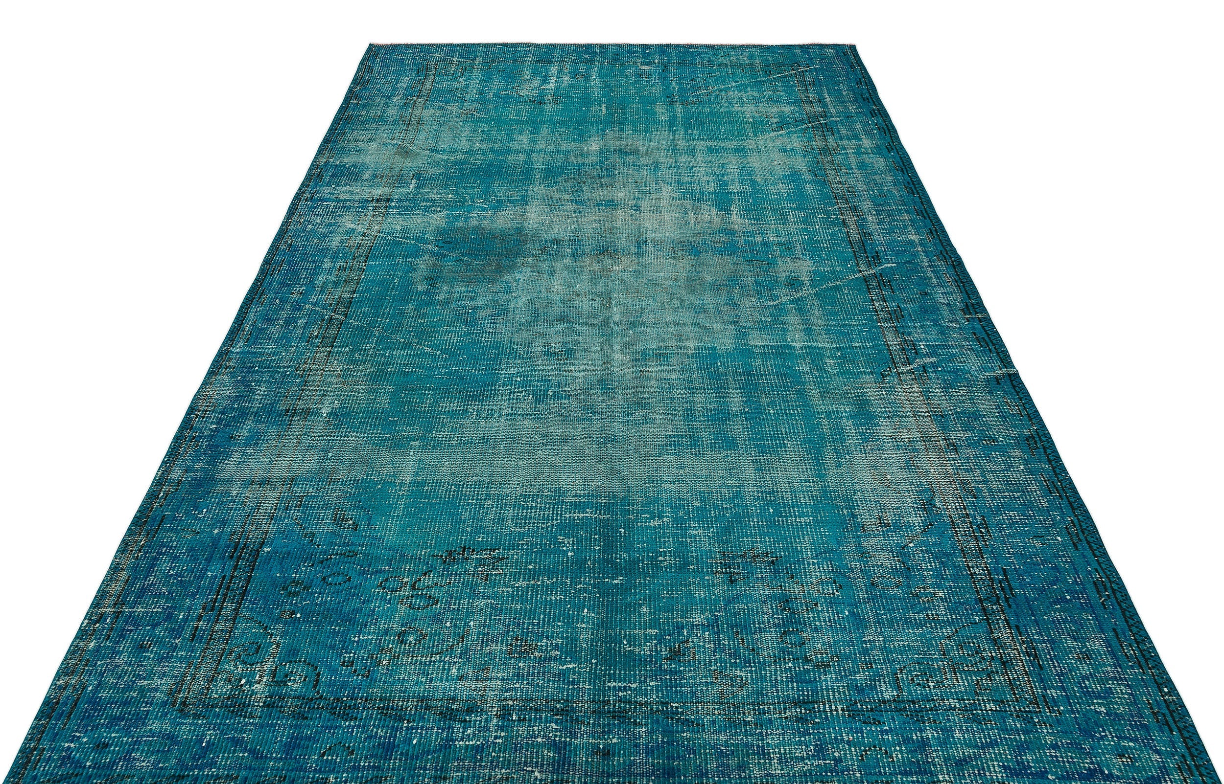 Atina Turquoise Vintage Wool Handmade Area Rug 5'0" x 10'10"