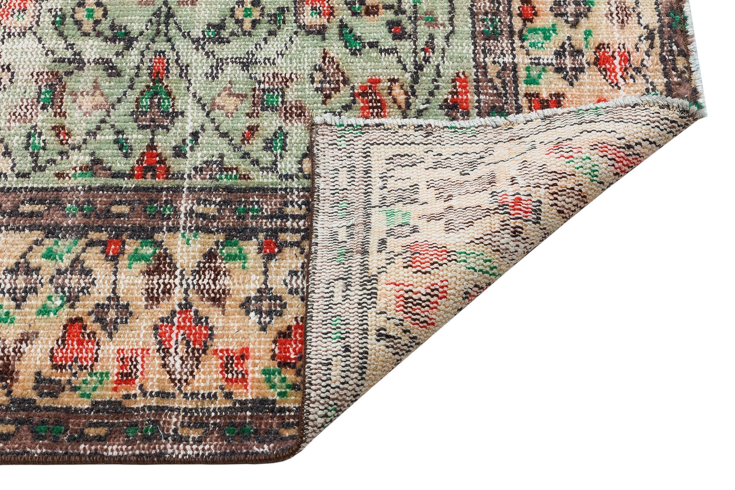 Atina Beige Vintage Wool Handmade Area Rug 6'0" x 8'8"