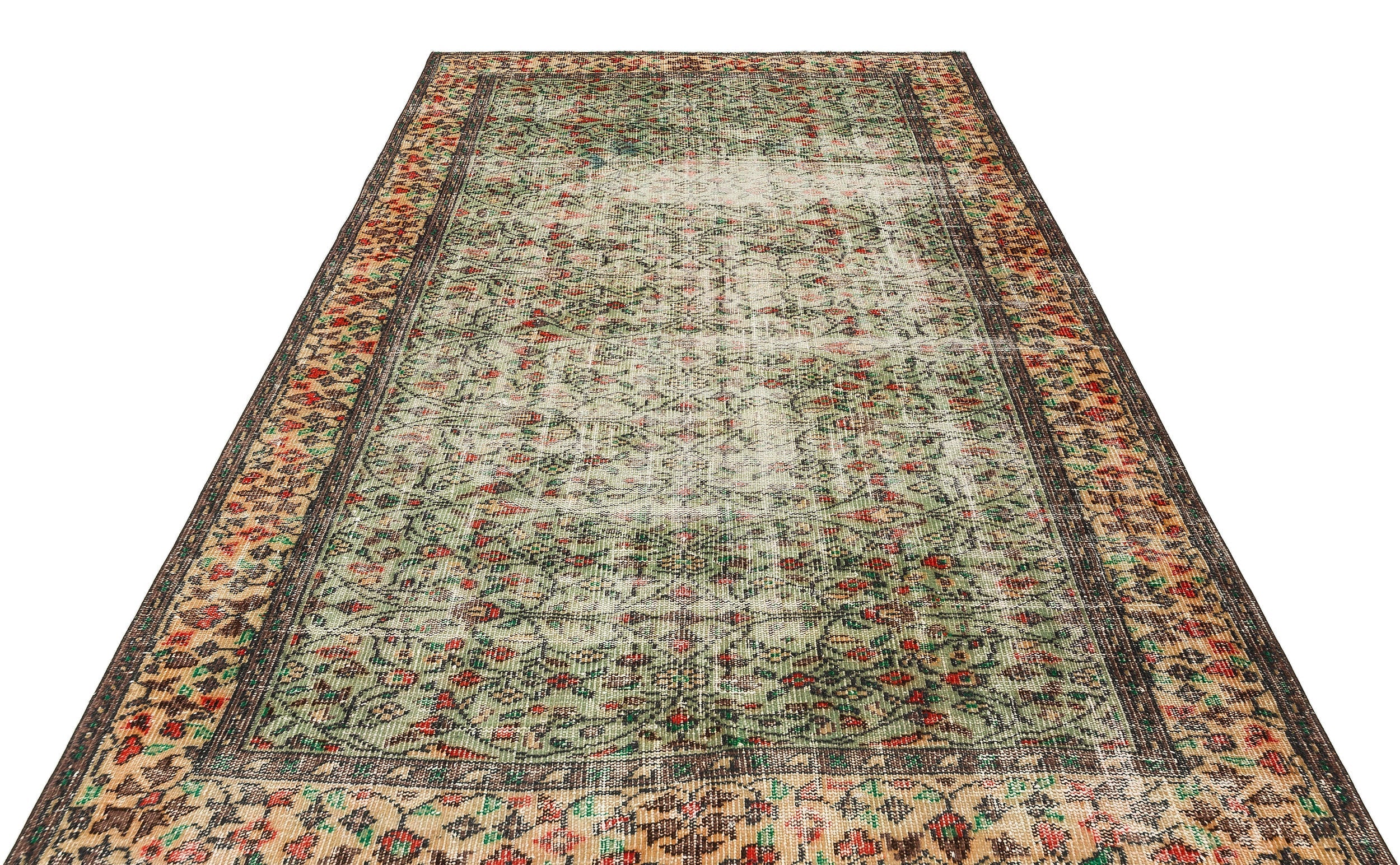 Atina Beige Vintage Wool Handmade Area Rug 6'0" x 8'8"