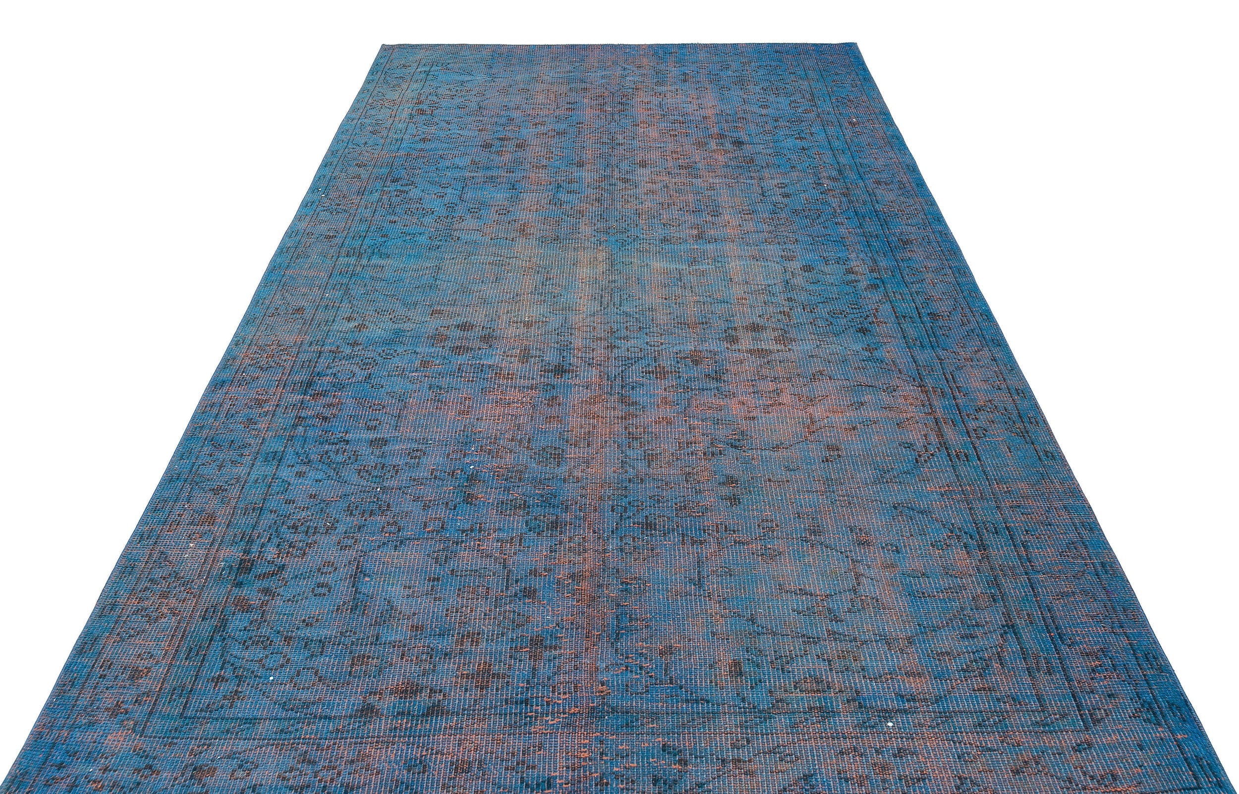 Atina Blue Vintage Wool Handmade Area Rug 5'10" x 9'1"