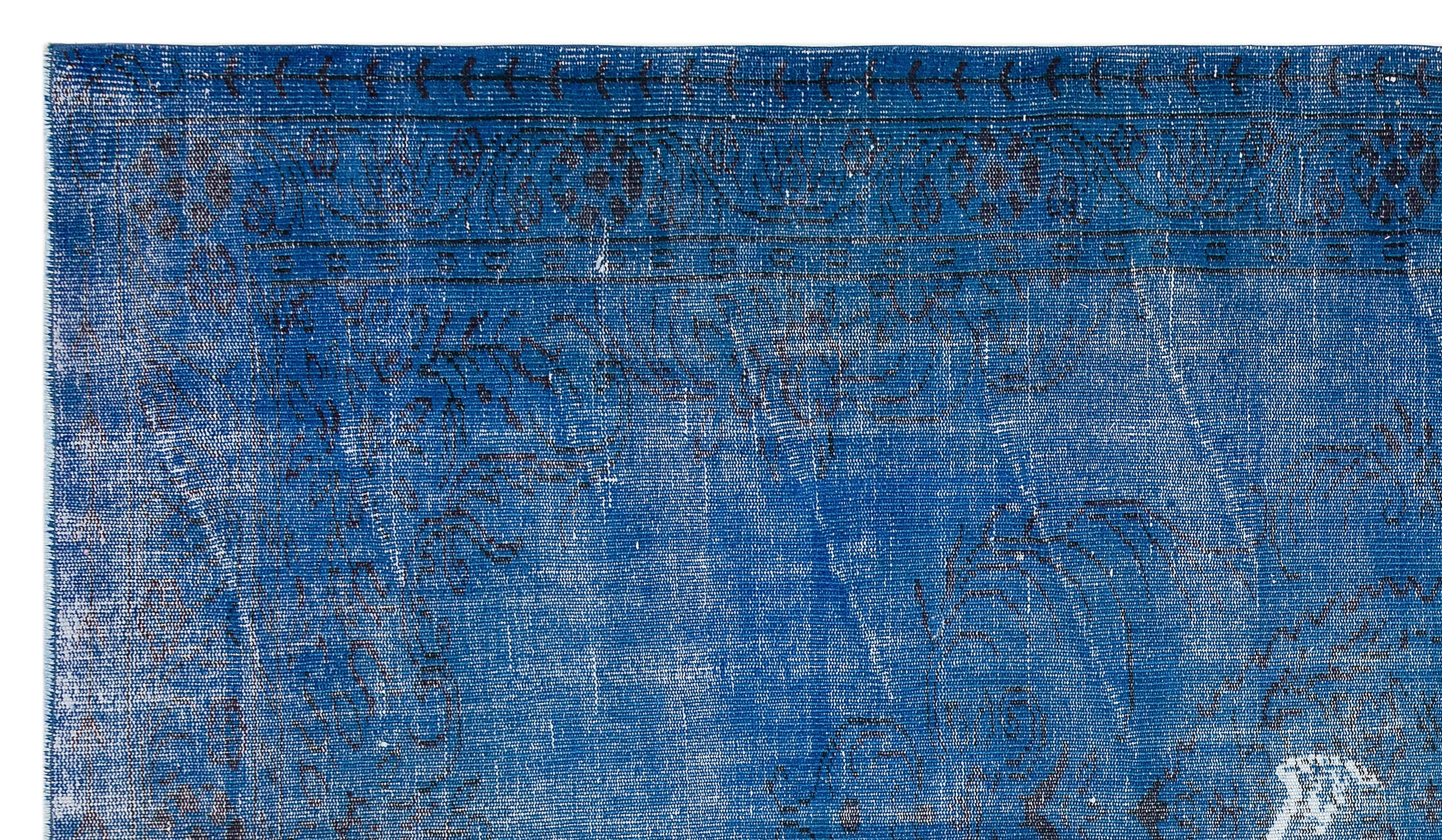 Atina Blue Vintage Wool Handmade Area Rug 5'6" x 9'8"