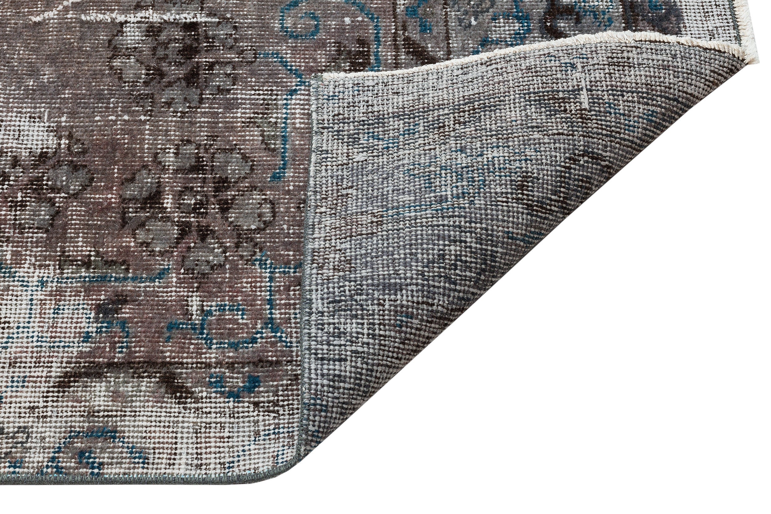 Atina Grey Vintage Wool Handmade Area Rug 5'5" x 9'9"