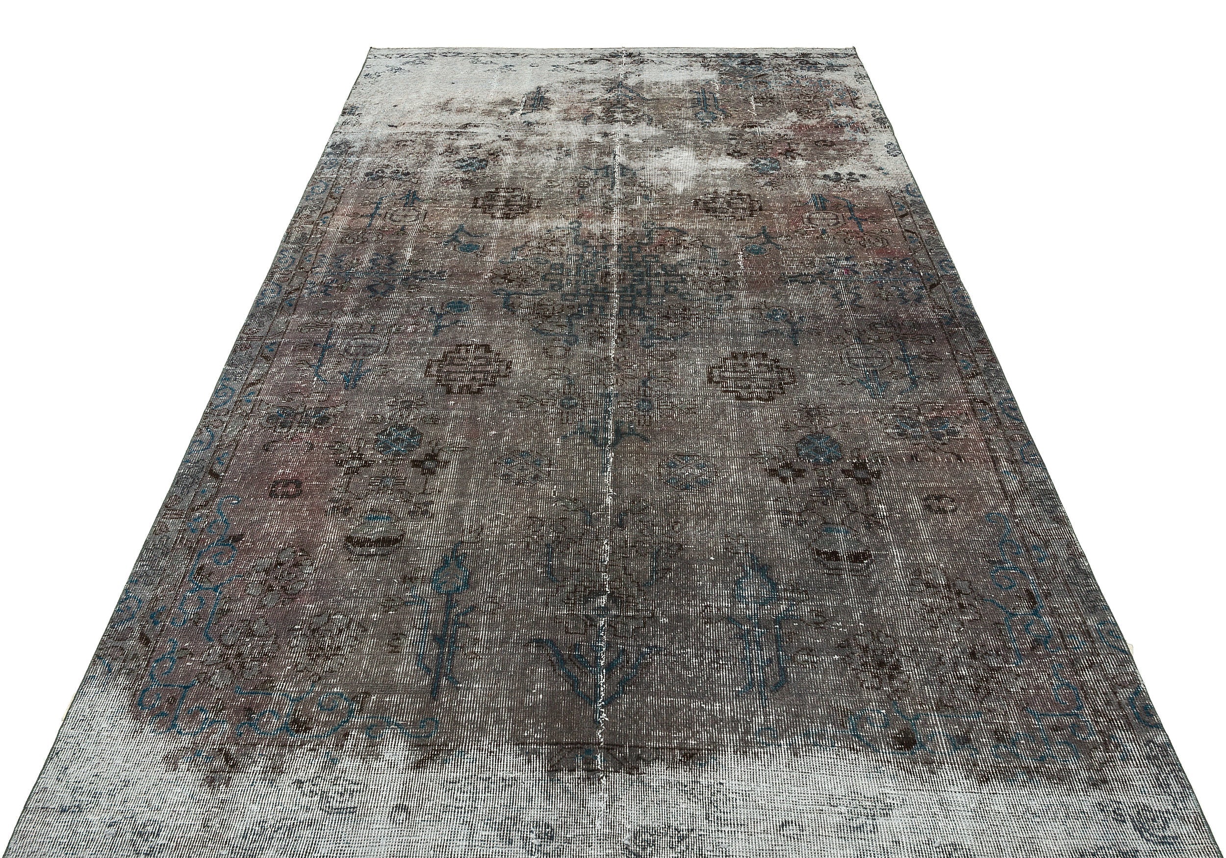 Atina Grey Vintage Wool Handmade Area Rug 5'5" x 9'9"