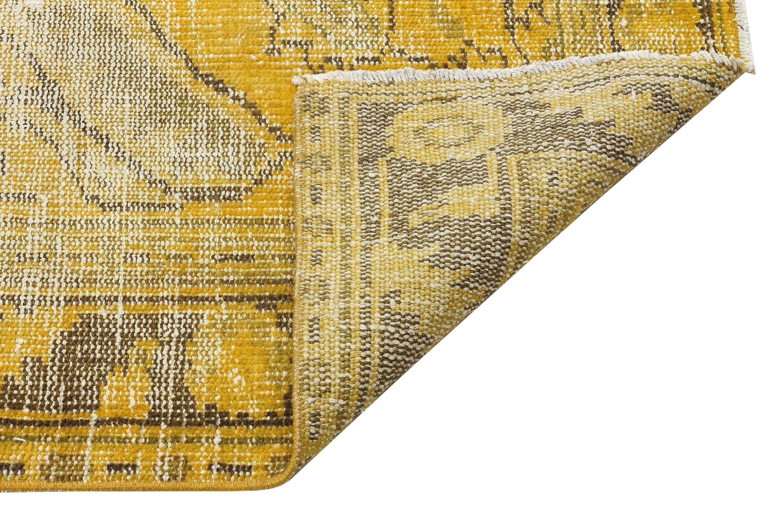 Atina Yellow Vintage Wool Handmade Area Rug 5'5" x 7'10"