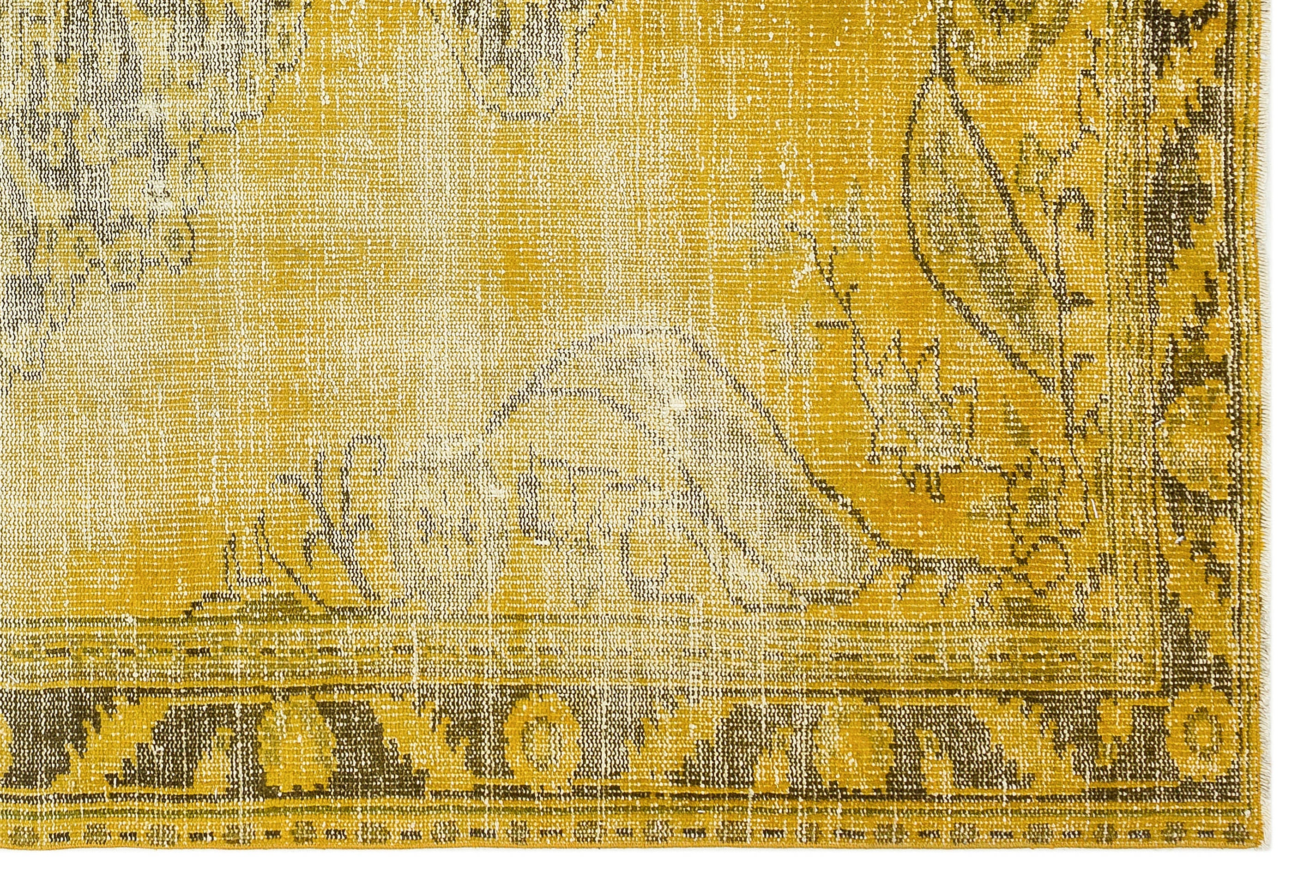 Atina Yellow Vintage Wool Handmade Area Rug 5'5" x 7'10"