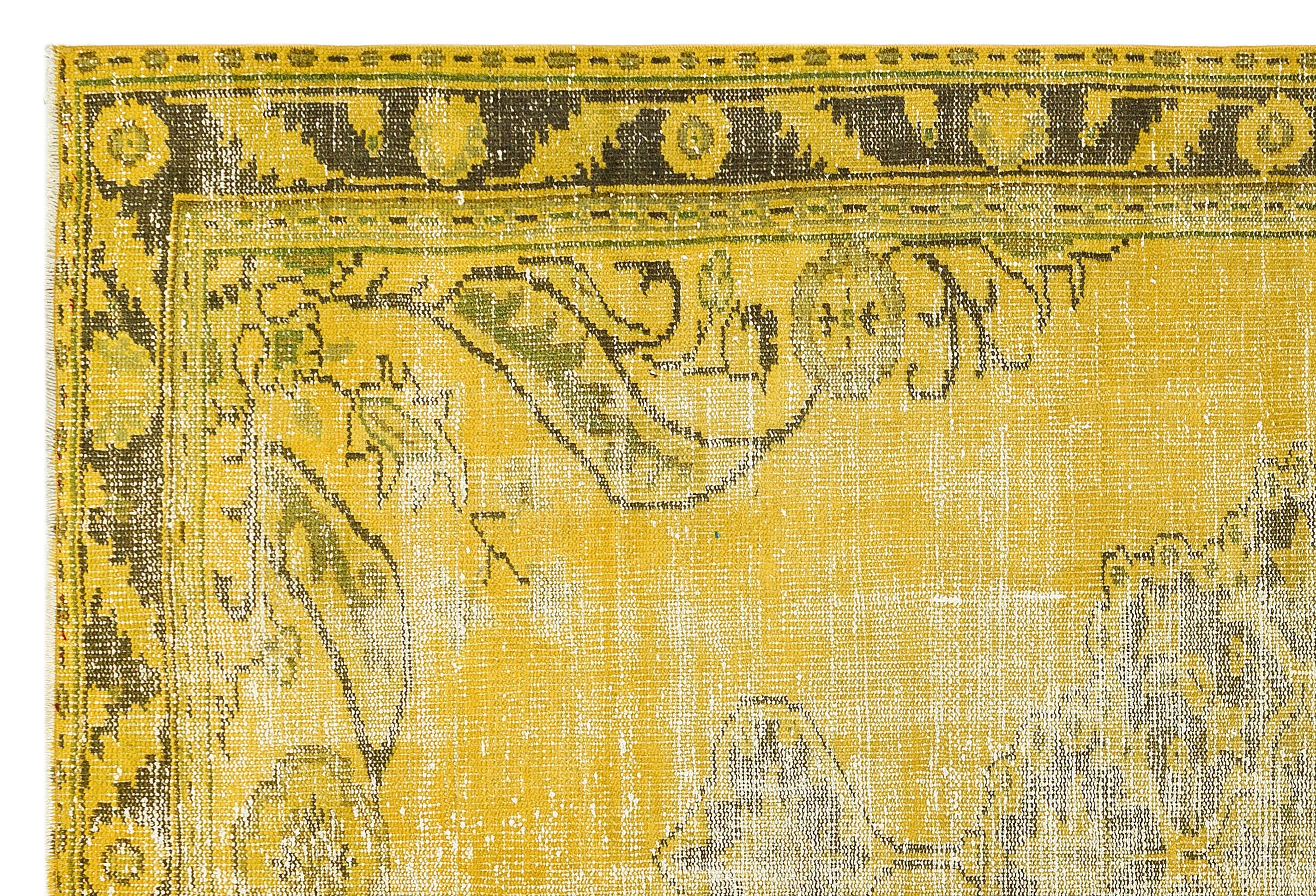 Atina Yellow Vintage Wool Handmade Area Rug 5'5" x 7'10"