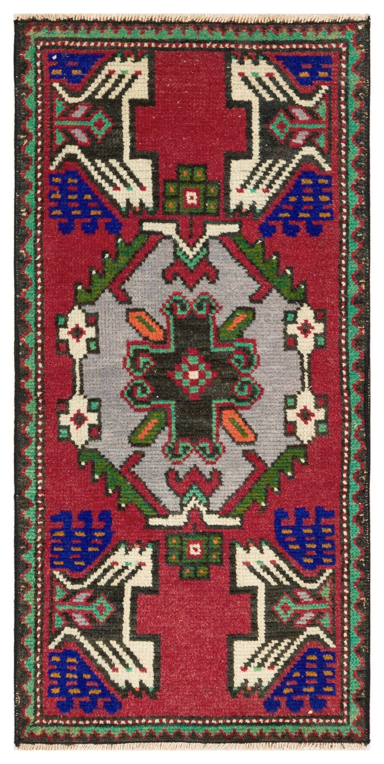 Kavala Red Classic Wool Handmade Area Rug 1'7" x 3'2"