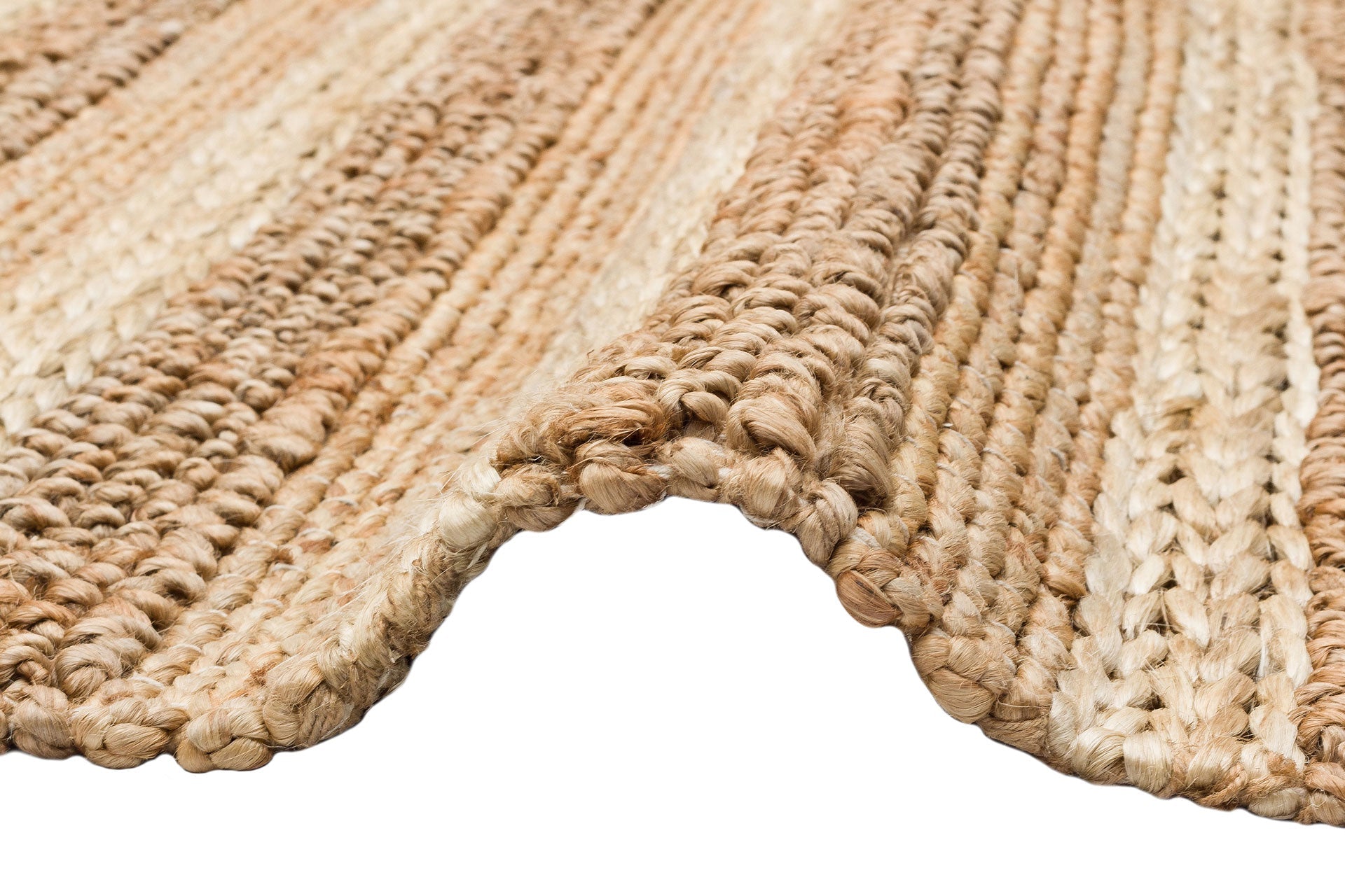 Beige Jute Rug – Hand Woven Striped Cotton Jute Soft Texture Rug
