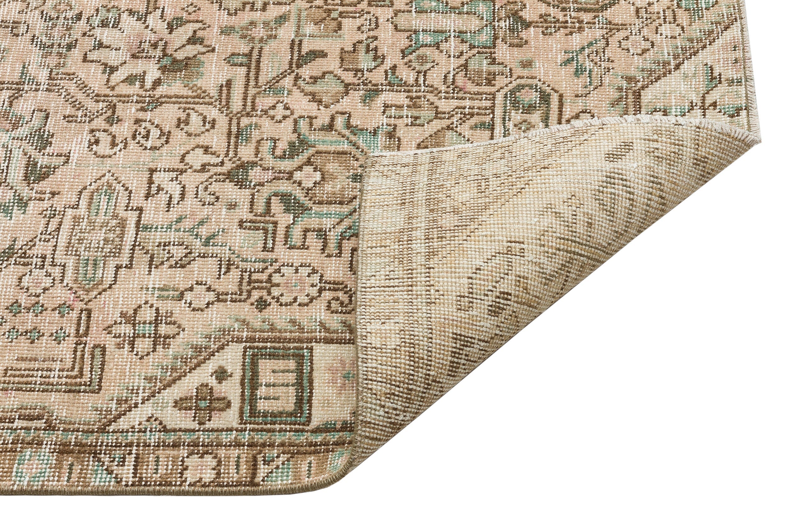 Epir Beige Vintage Wool Handmade Area Rug 4'9" x 7'3"