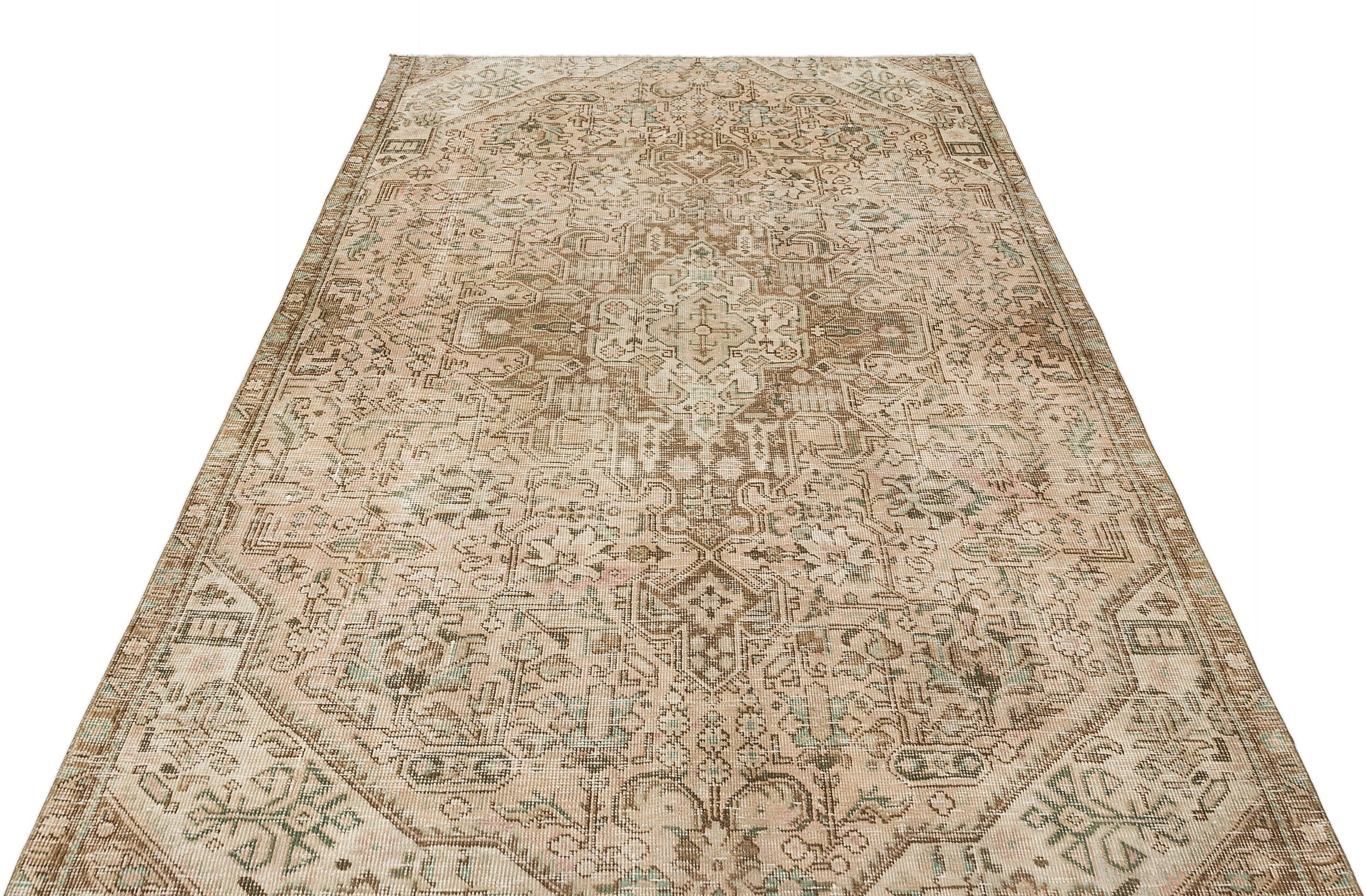 Epir Beige Vintage Wool Handmade Area Rug 4'9" x 7'3"