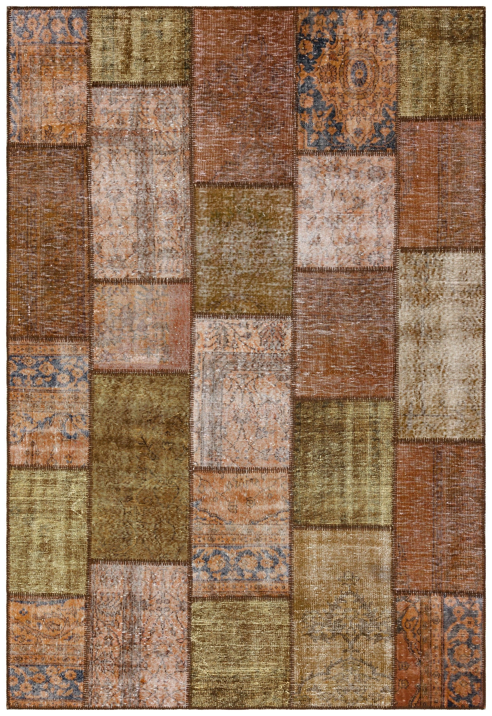 Iskece Brown Vintage Wool Handmade Area Rug 6'1" x 9'5"
