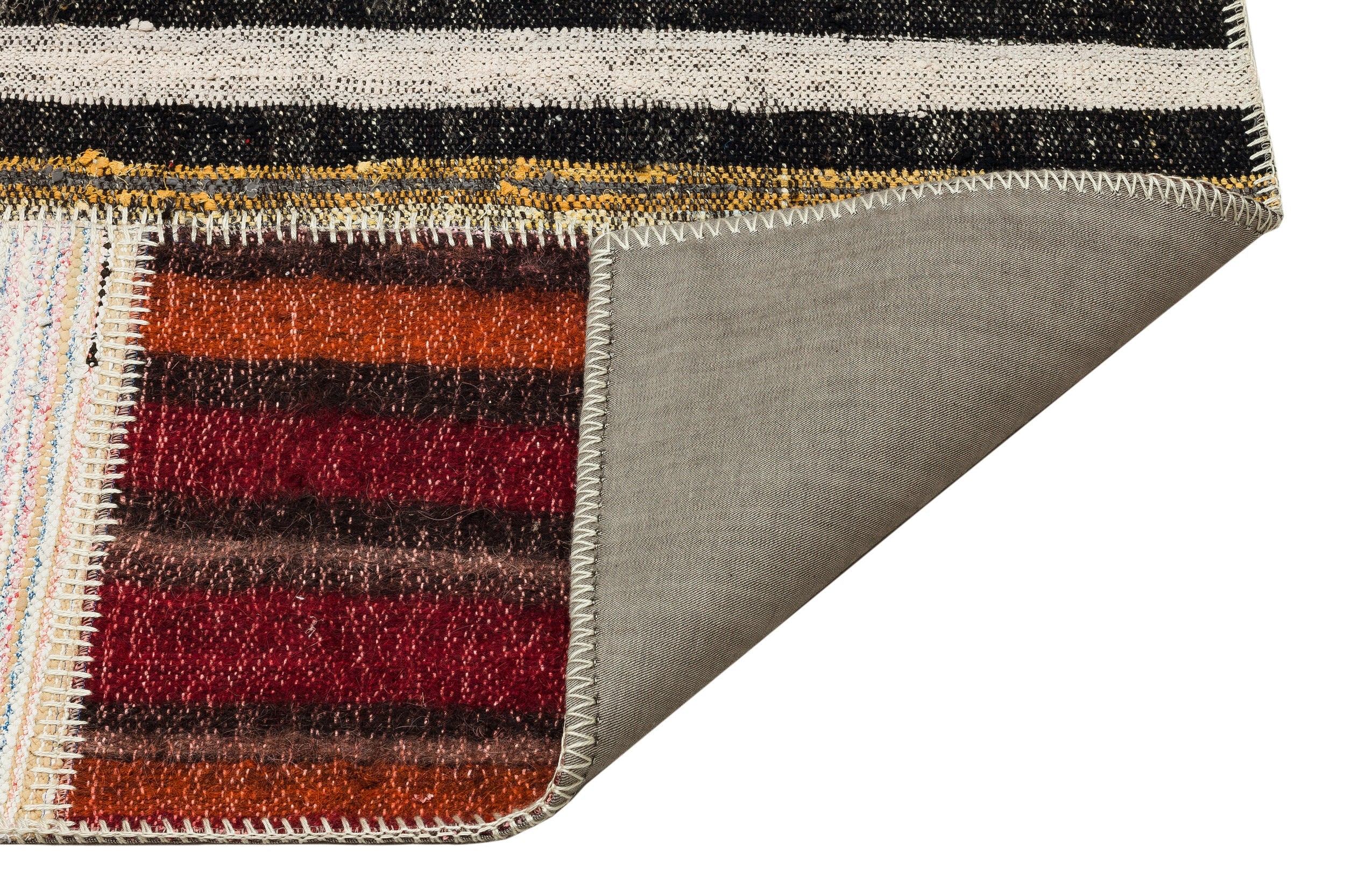 Teselya 36183 Beige Striped Wool Handmade Area Rug 5'3" x 7'7"