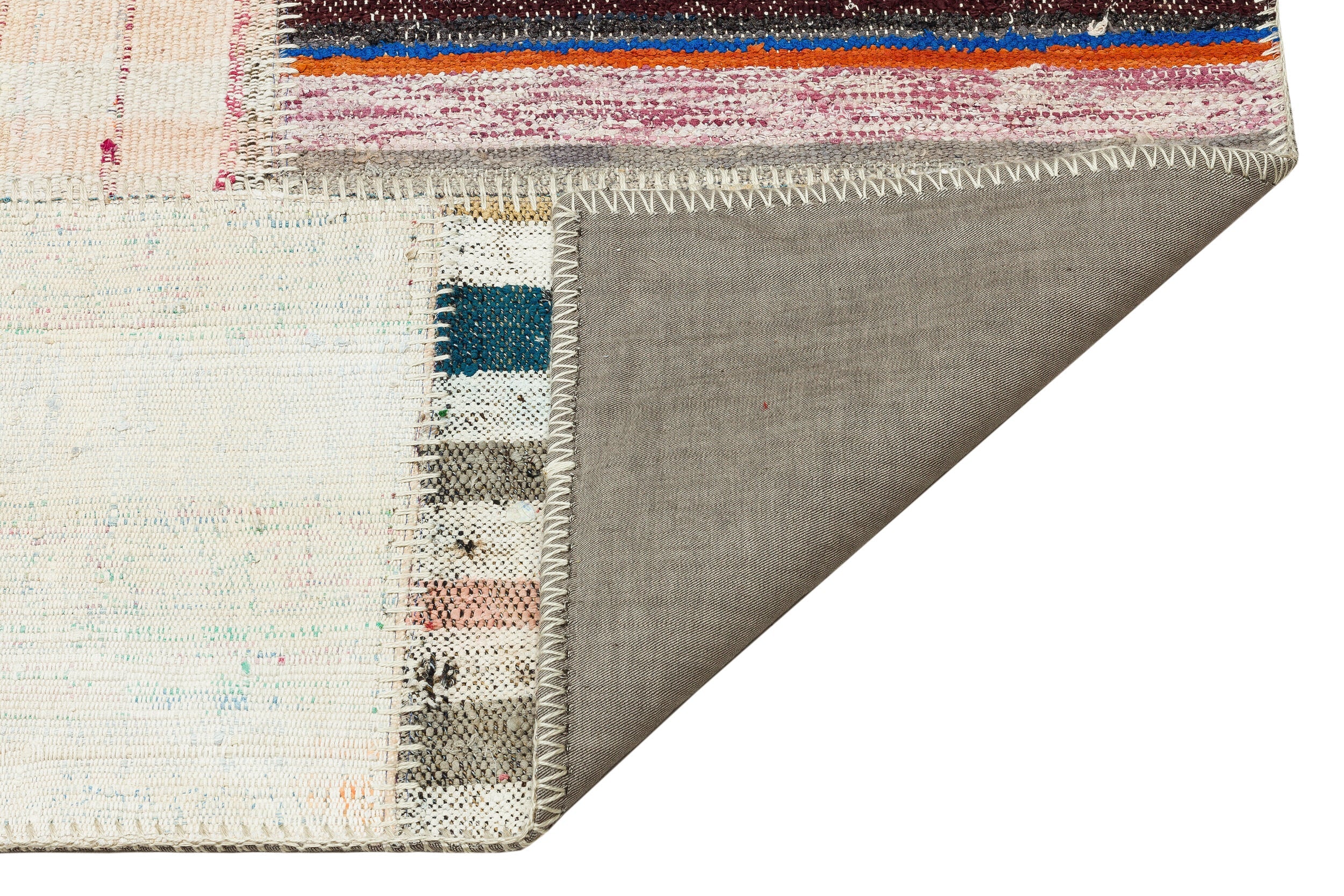 Teselya 36193 Patchwork Striped Wool Handmade Area Rug 5'3" x 7'7"