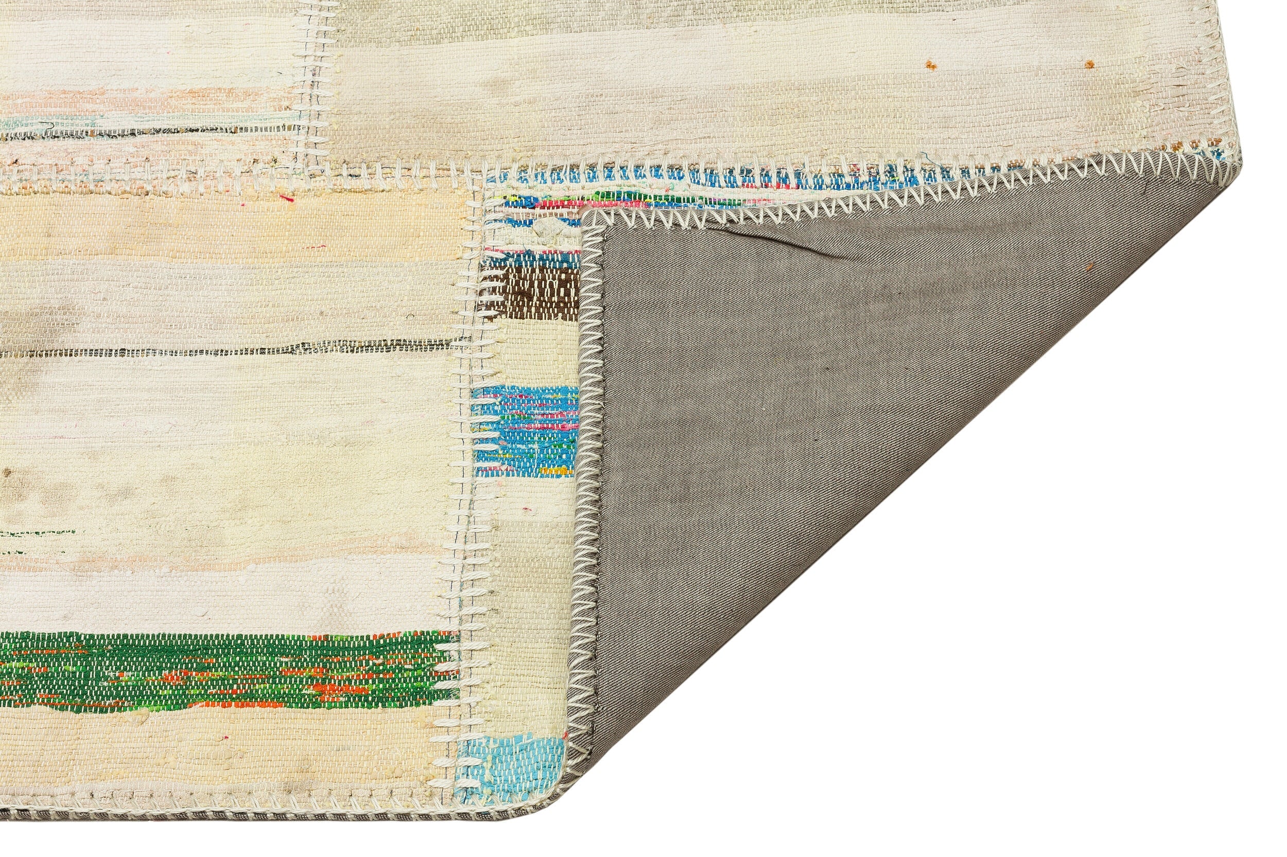 Teselya 36196 Beige Striped Wool Handmade Area Rug 5'2" x 7'5"