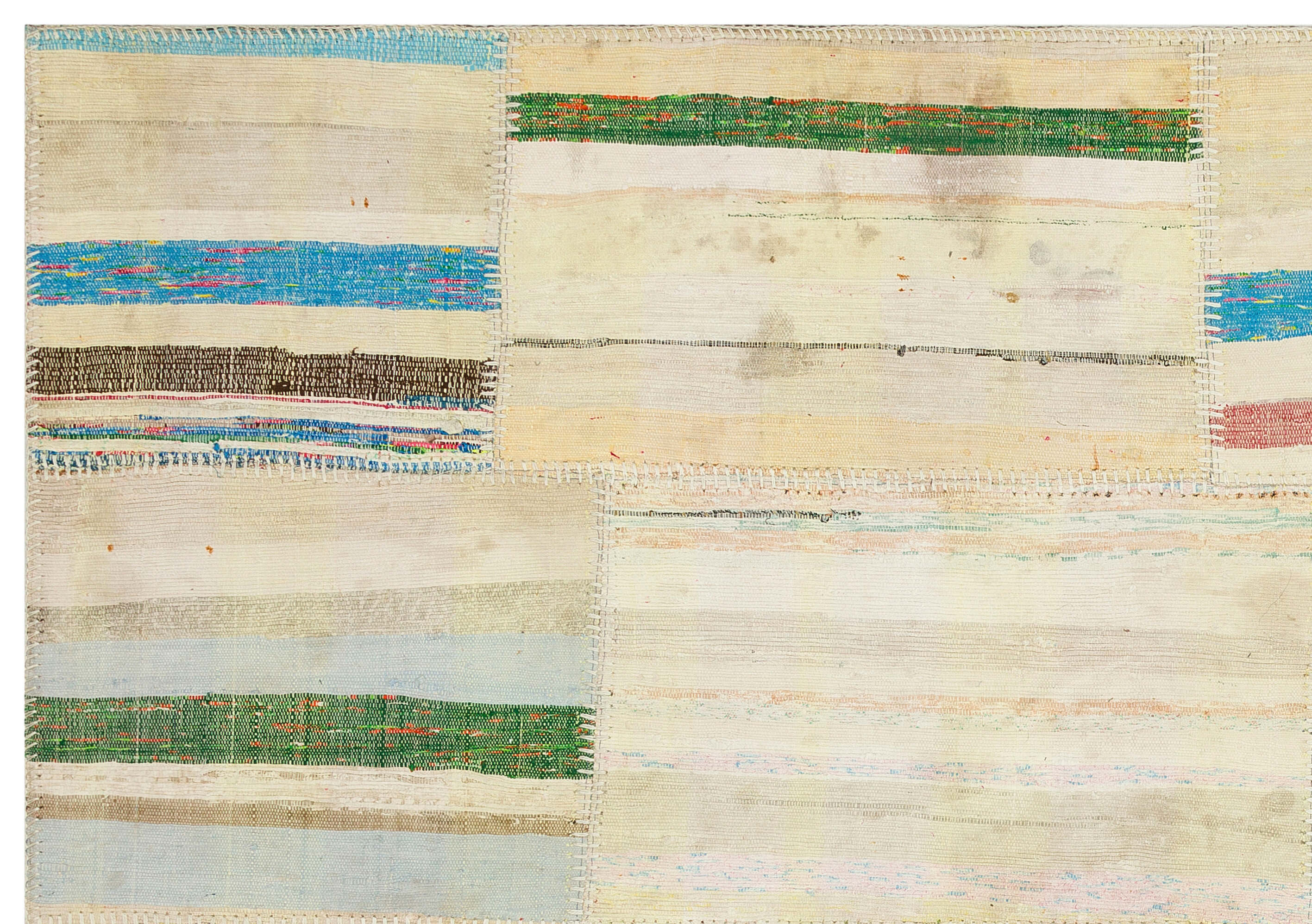 Teselya 36196 Beige Striped Wool Handmade Area Rug 5'2" x 7'5"