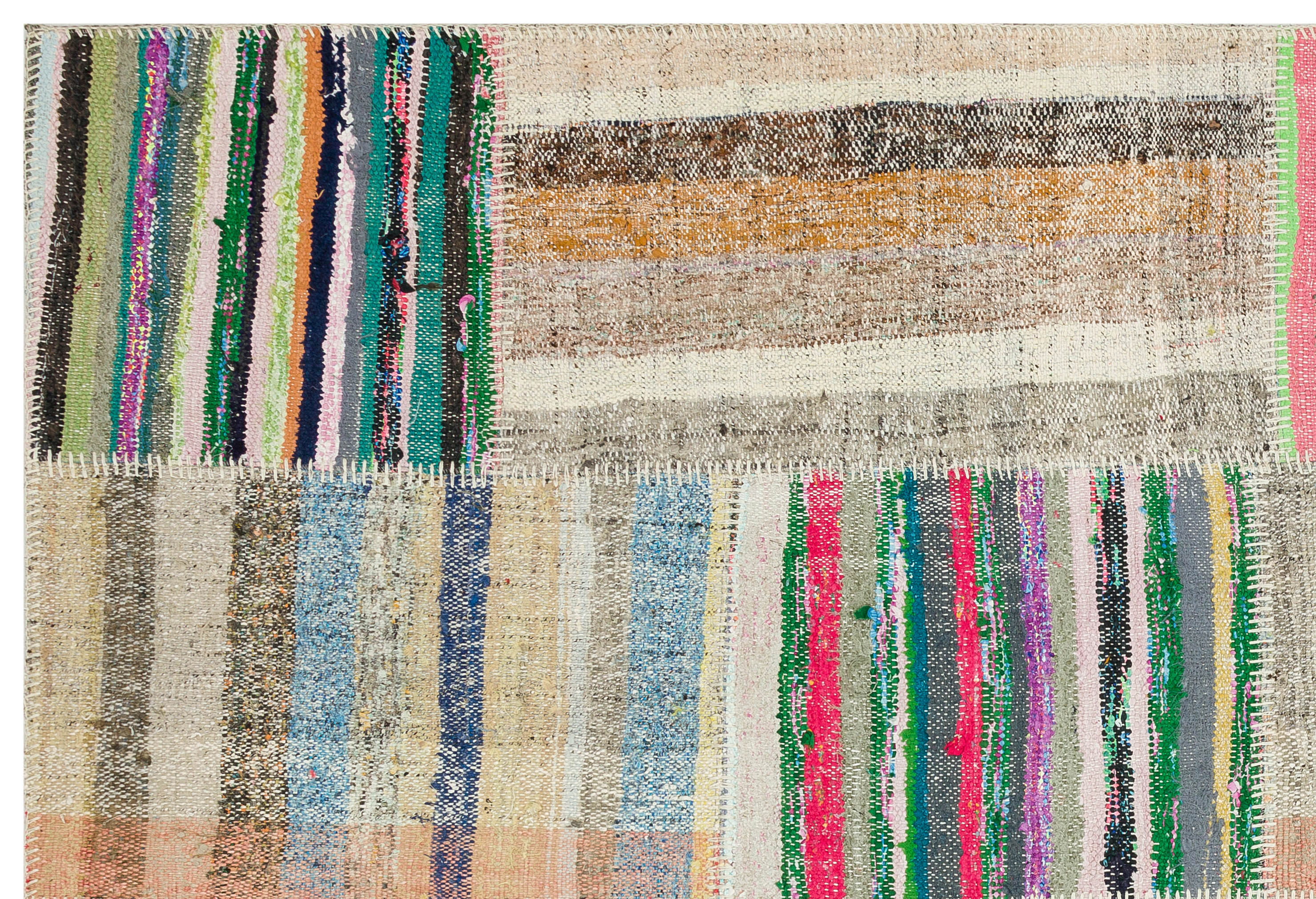Teselya 36197 Beige Striped Wool Handmade Area Rug 5'3" x 7'8"