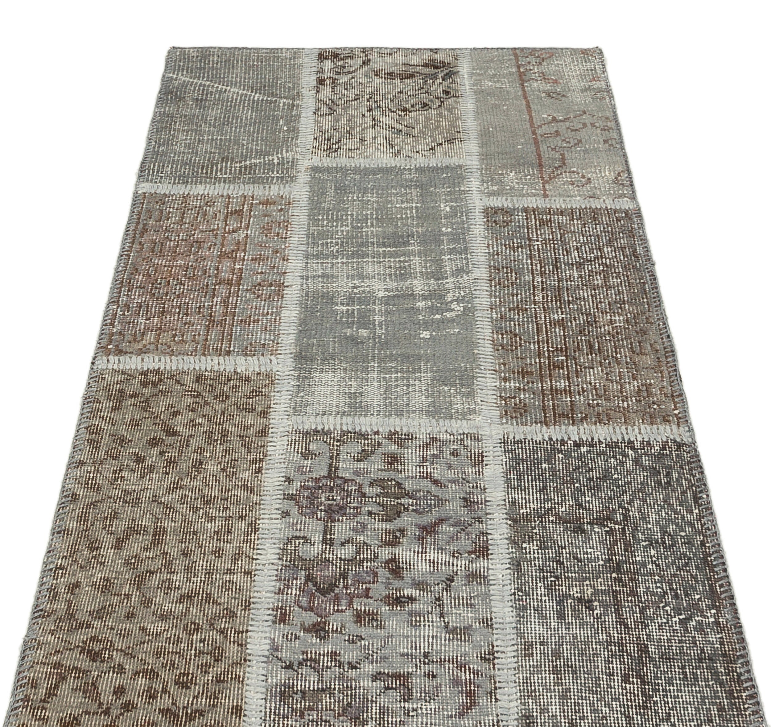 Iskece Grey Vintage Wool Handmade Area Rug 2'7" x 4'10"