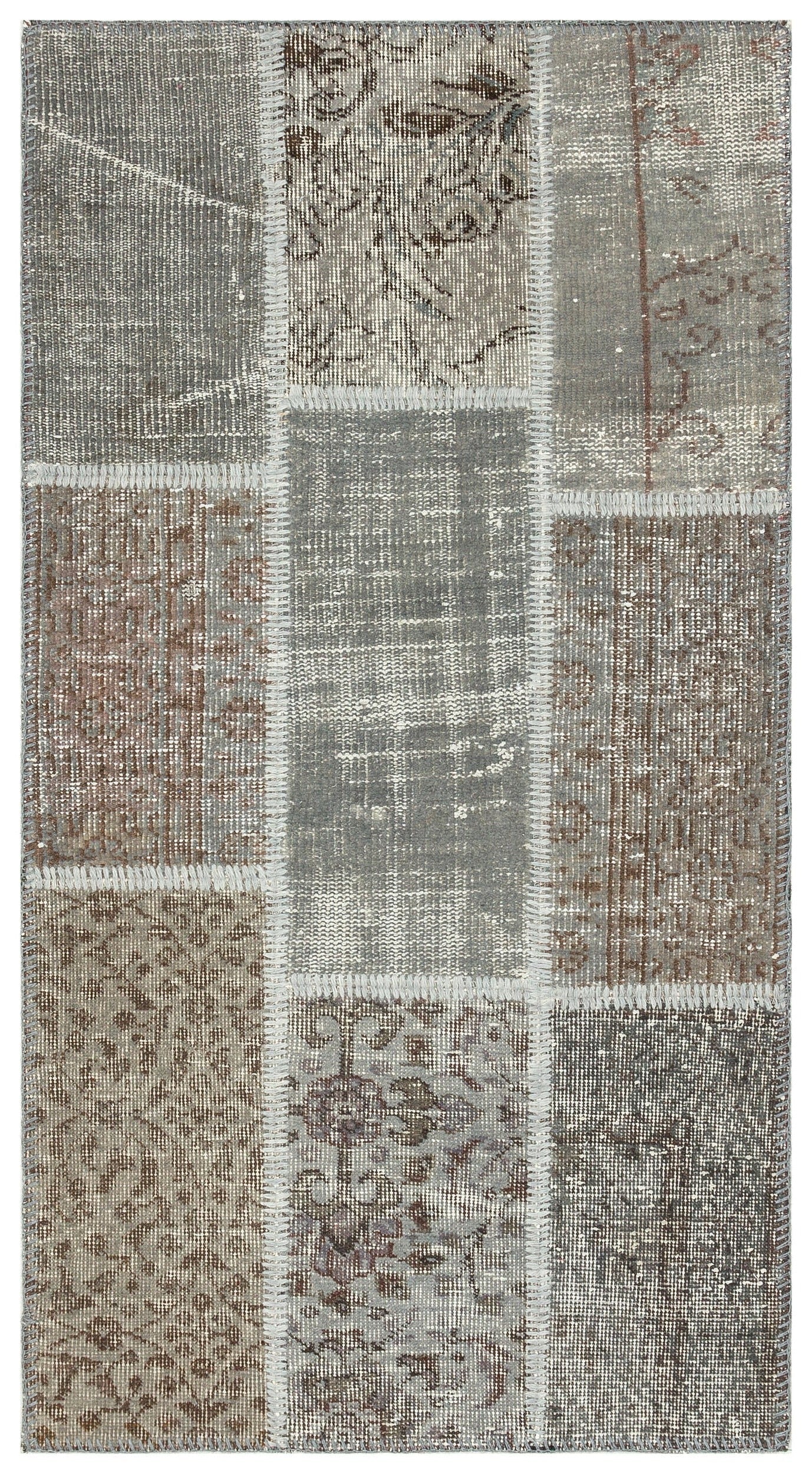 Iskece Grey Vintage Wool Handmade Area Rug 2'7" x 4'10"