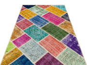 Iskece 36218 Beige Patchwork Wool Handmade Area Rug 4'0" x 6'0"