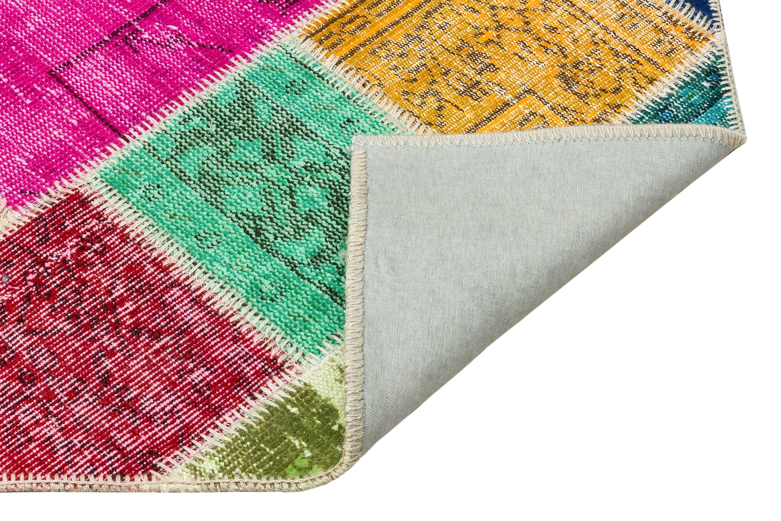 Iskece 36222 Beige Patchwork Wool Handmade Area Rug 4'0" x 6'0"