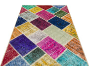 Iskece 36226 Beige Patchwork Wool Handmade Area Rug 4'0" x 6'0"