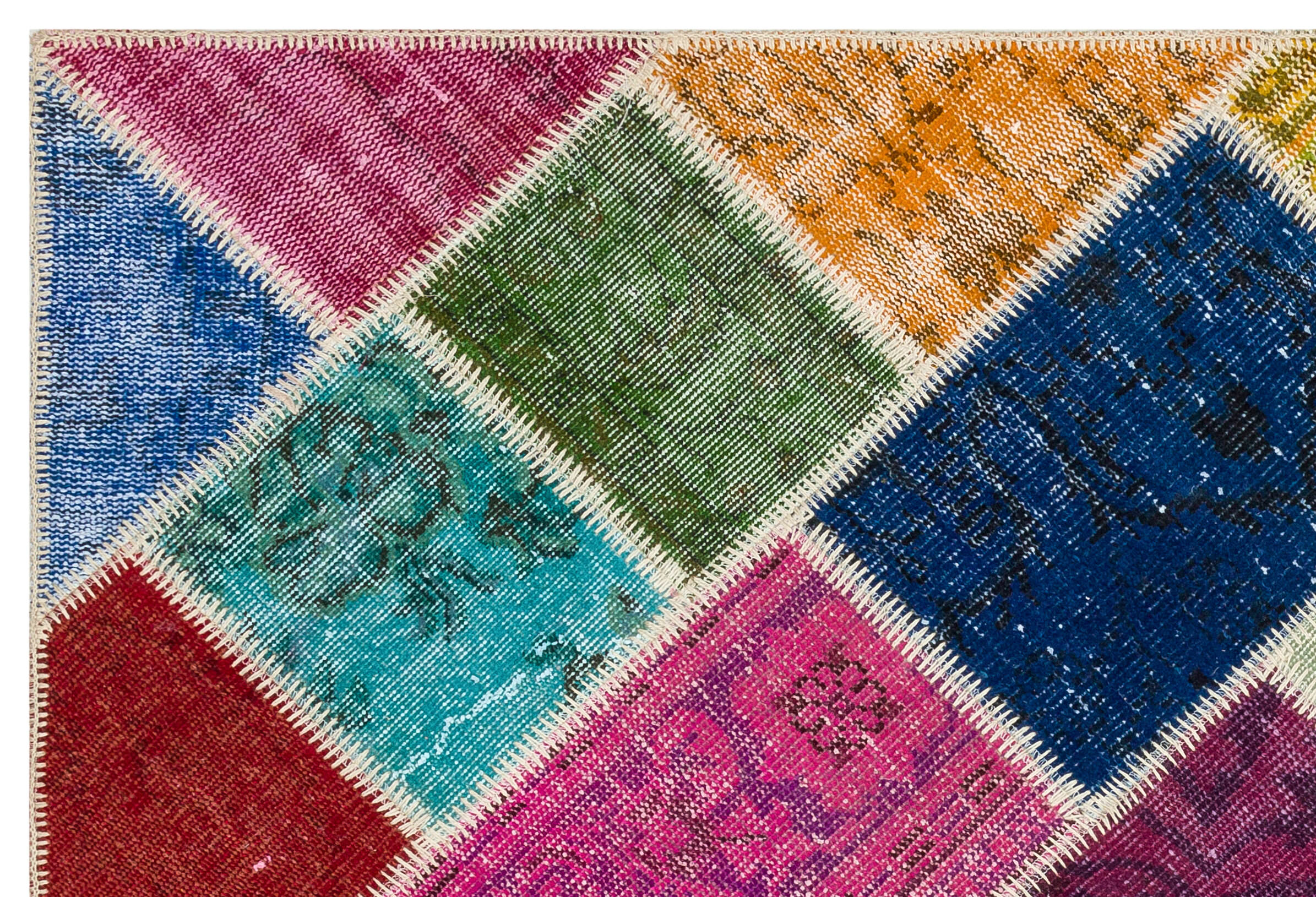 Iskece 36226 Beige Patchwork Wool Handmade Area Rug 4'0" x 6'0"