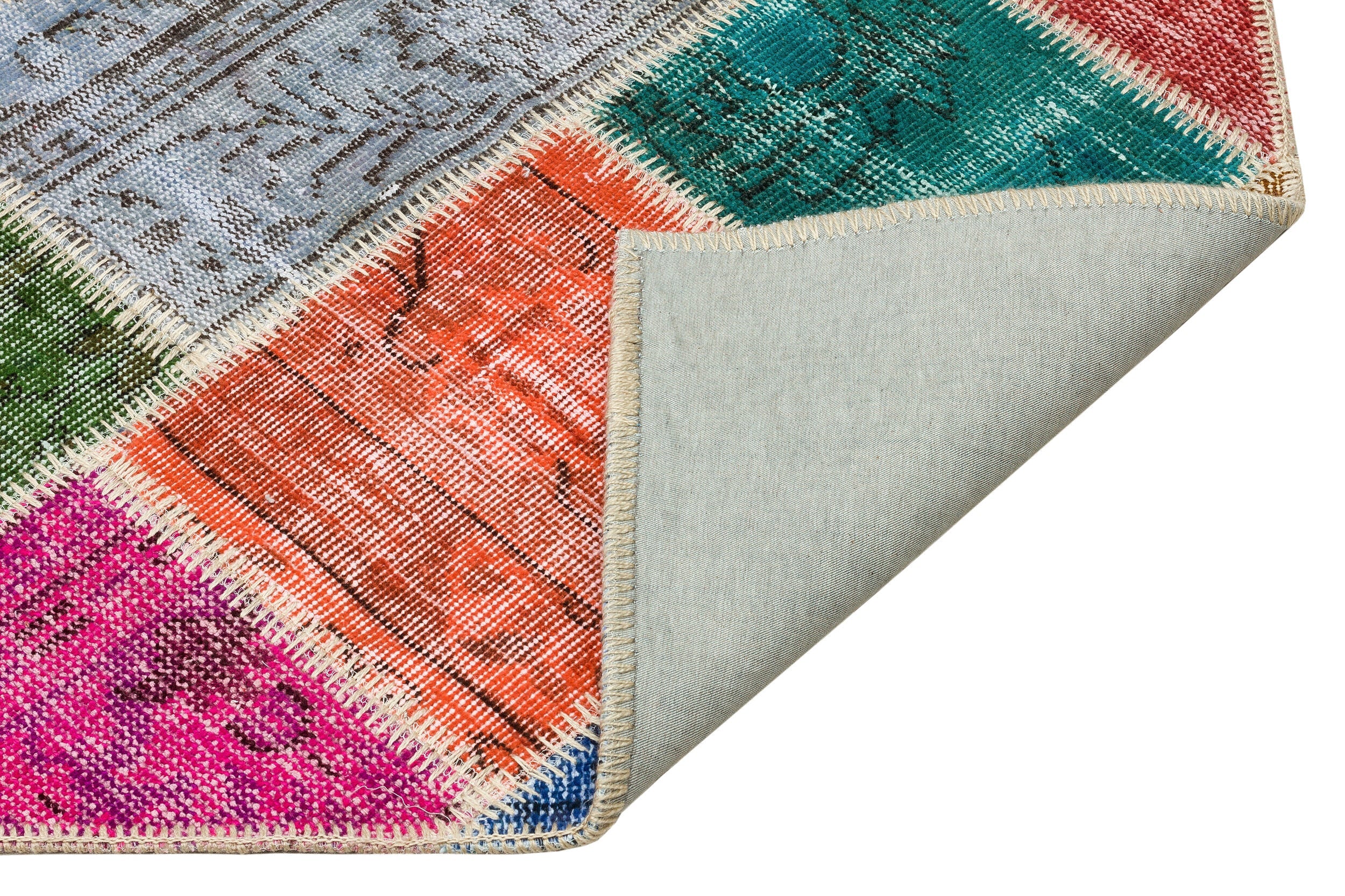 Iskece 36227 Beige Patchwork Wool Handmade Area Rug 4'0" x 6'0"