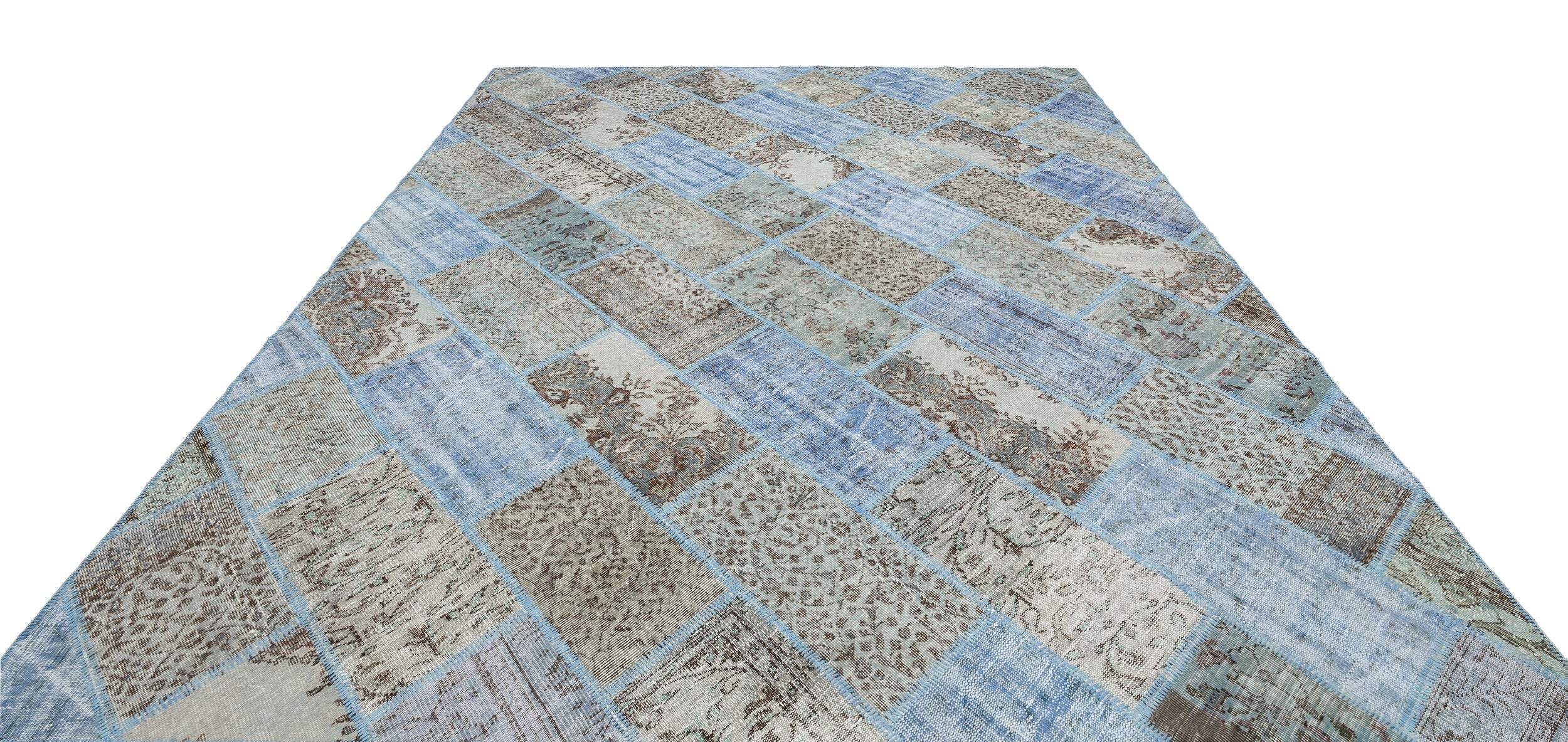 Iskece Blue Vintage Wool Handmade Area Rug 9'3" x 10'5"