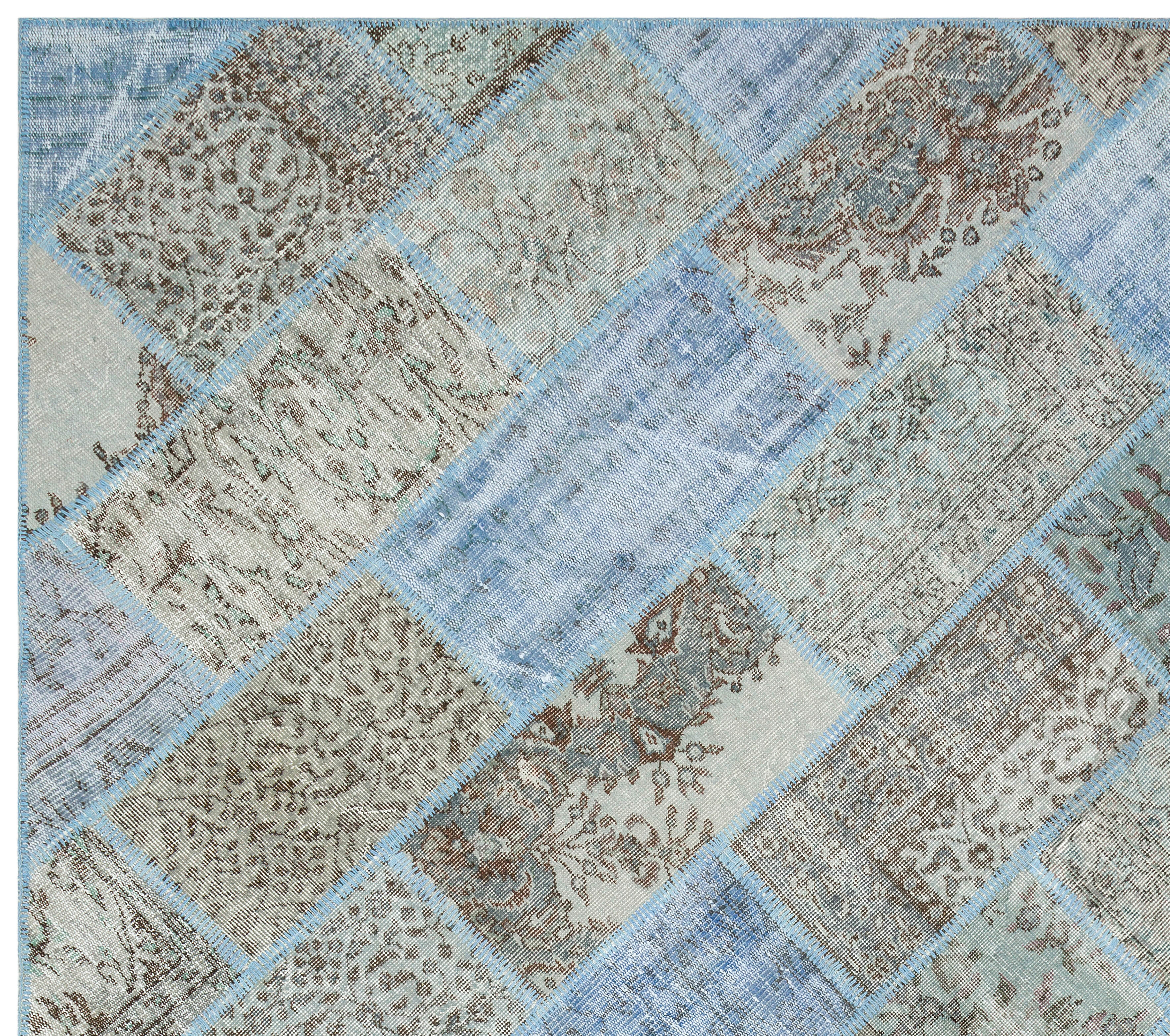 Iskece Blue Vintage Wool Handmade Area Rug 9'3" x 10'5"