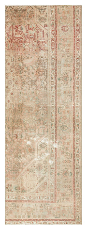 Epir Beige Vintage Wool Handmade Area Rug 2'7" x 7'4"