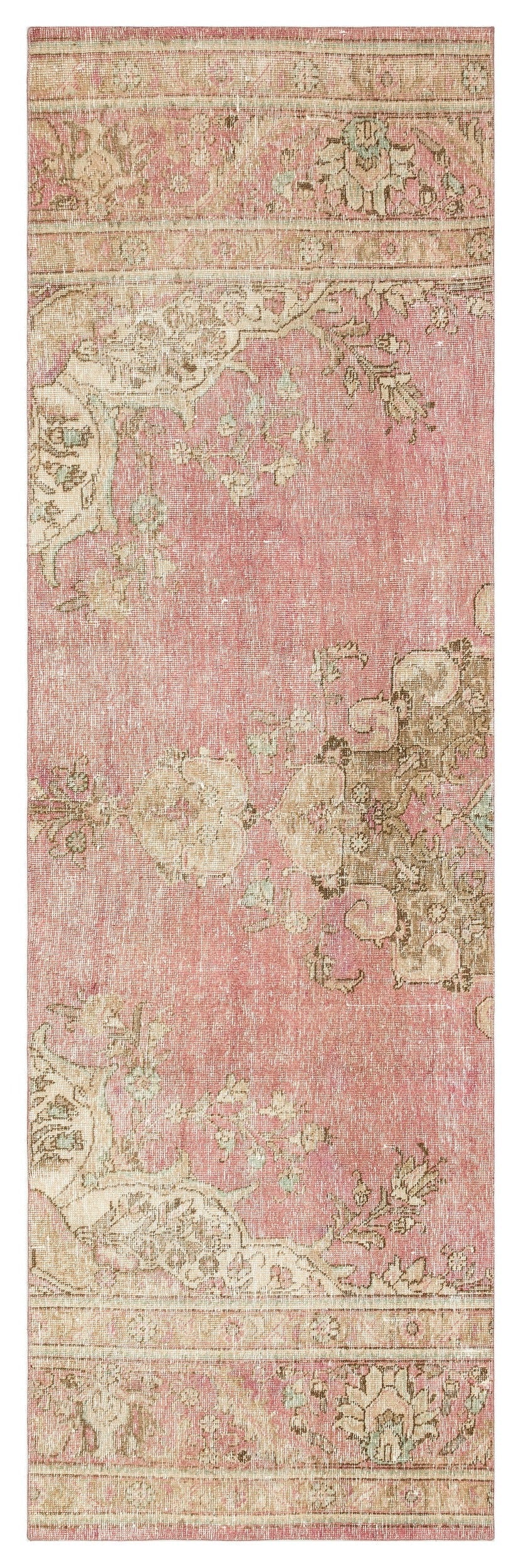 Epir Beige Vintage Wool Handmade Area Rug 3'1" x 9'7"