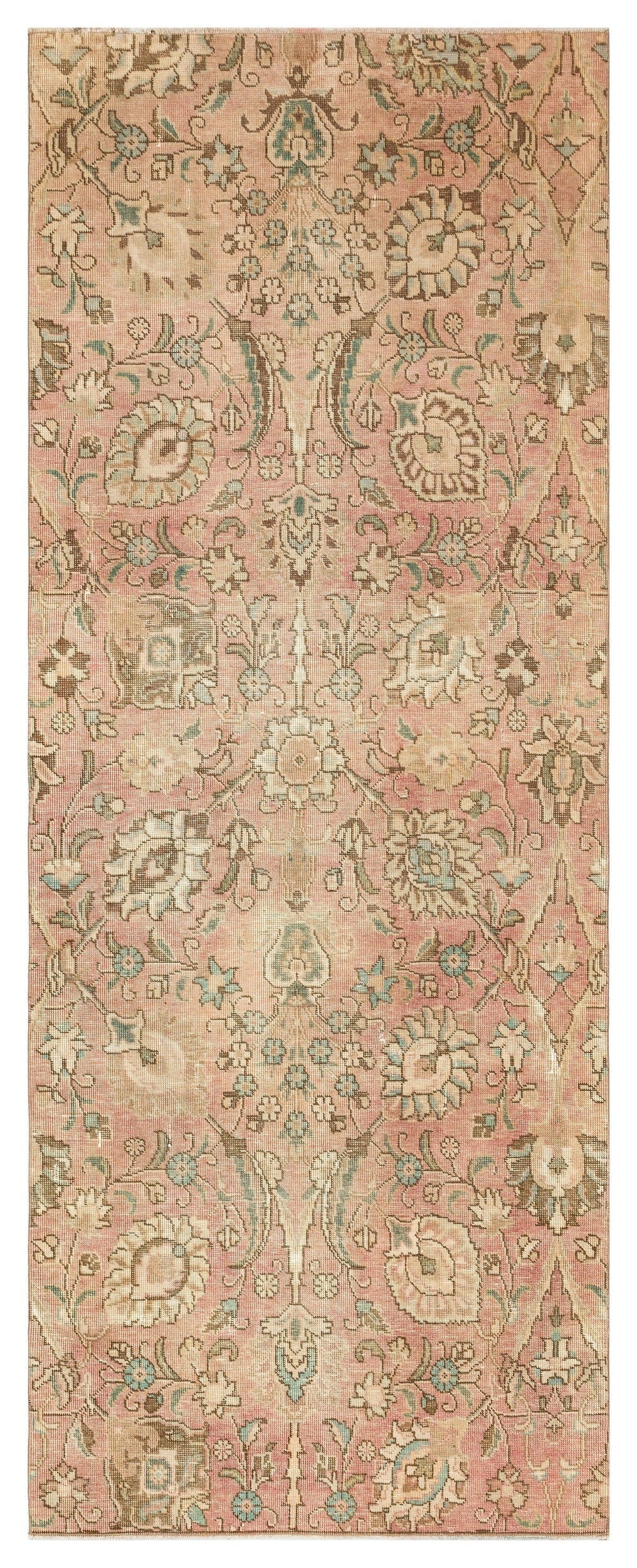 Epir Beige Vintage Wool Handmade Area Rug 3'7" x 9'1"