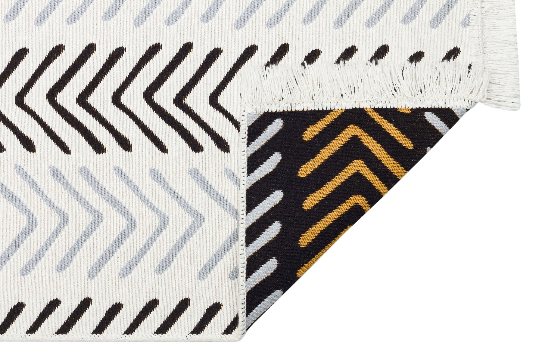 Yellow Geometric Kilim - Cotton Woven Rug | Washable Flatweave Carpet