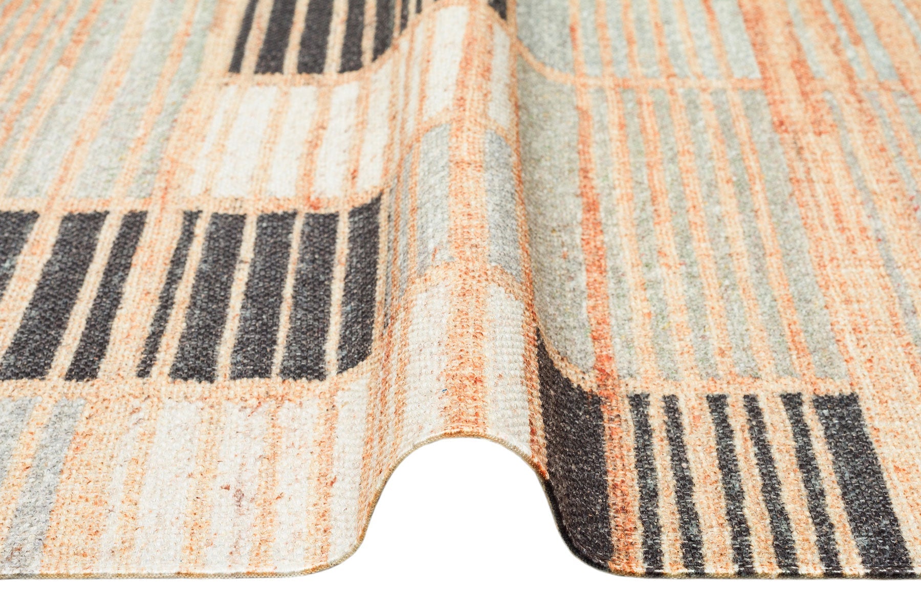 Washable Cotton Kilim - Grey Geometric Rug | Double Sided Flatweave Carpet