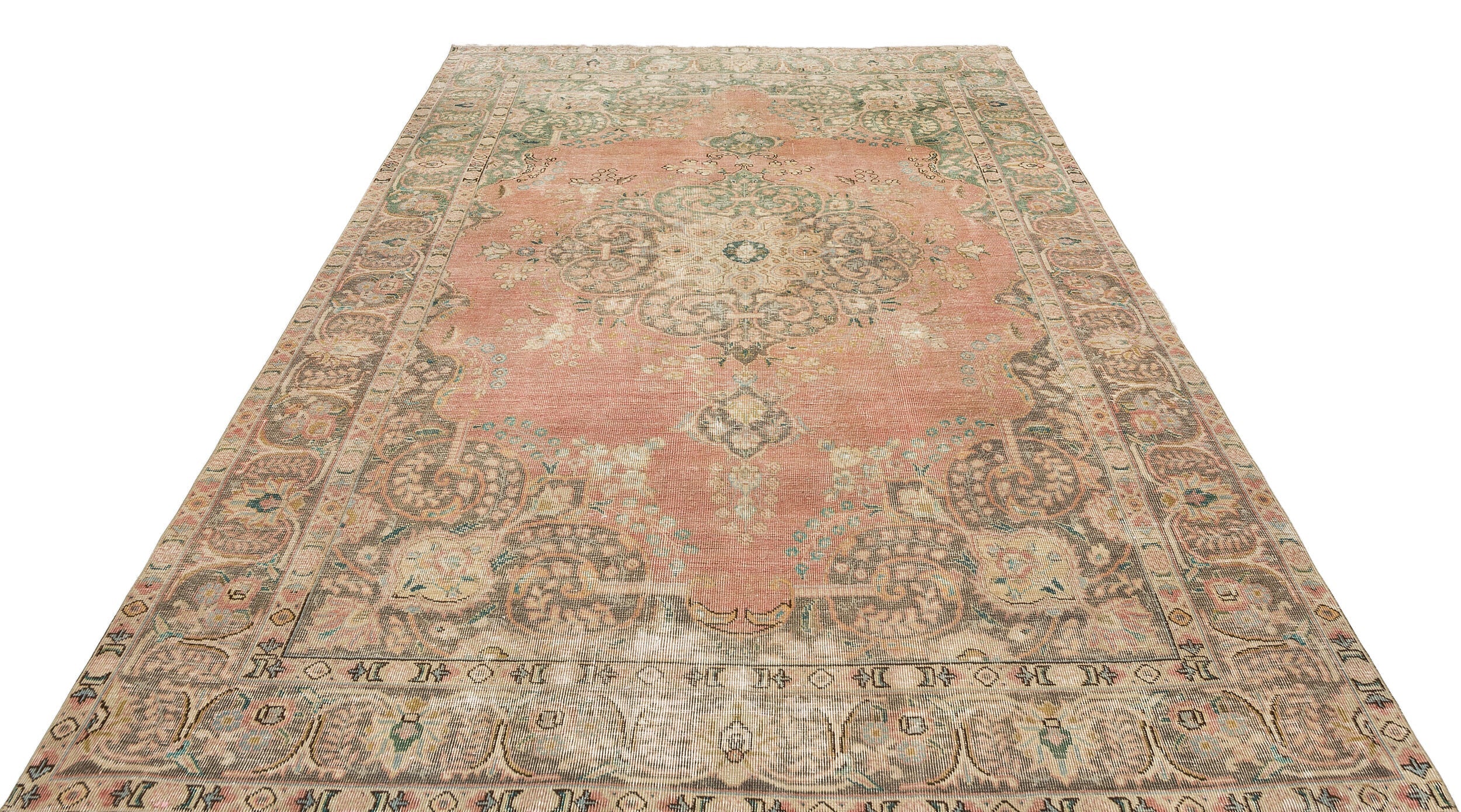 Epir Beige Vintage Wool Handmade Area Rug 6'2" x 9'5"