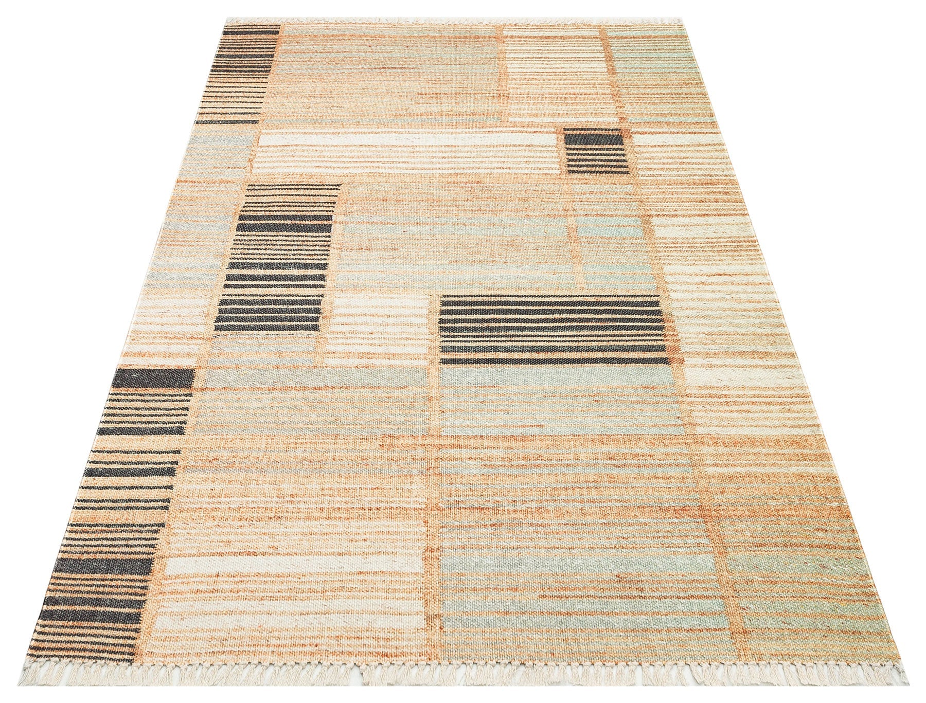 Washable Cotton Kilim - Grey Geometric Rug | Double Sided Flatweave Carpet