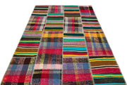 Teselya Beige Striped Wool Handmade Area Rug 5'2" x 7'2"
