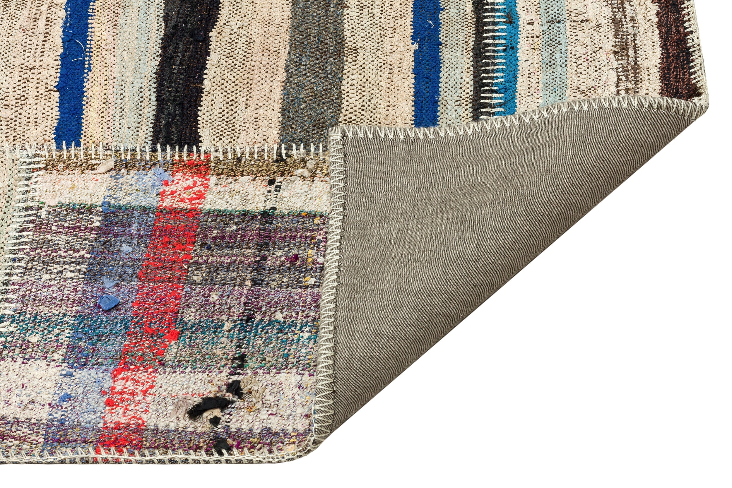 Teselya 36319 Beige Striped Wool Handmade Area Rug 5'1" x 7'7"