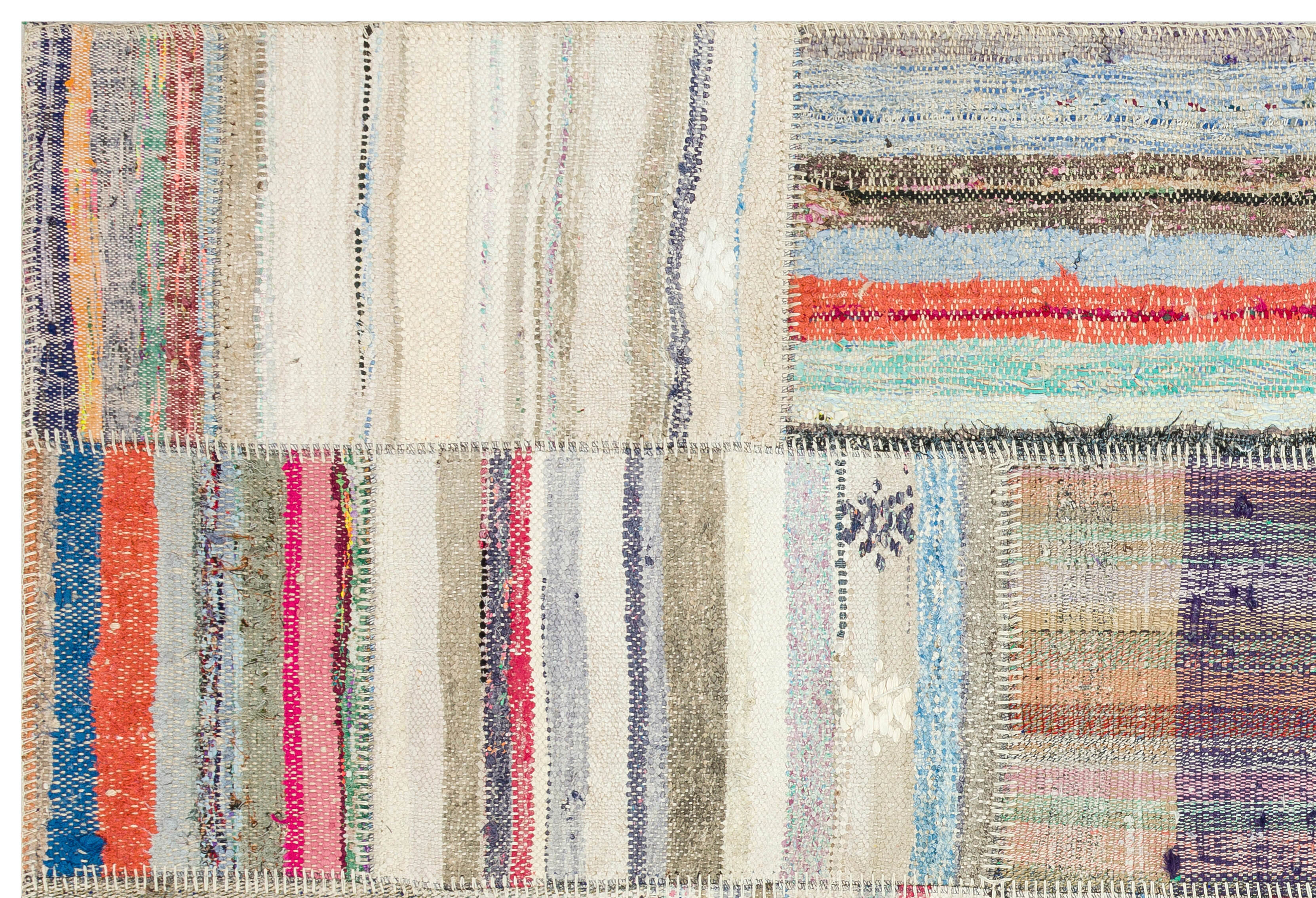 Teselya 36321 Beige Striped Wool Handmade Area Rug 5'2" x 7'8"